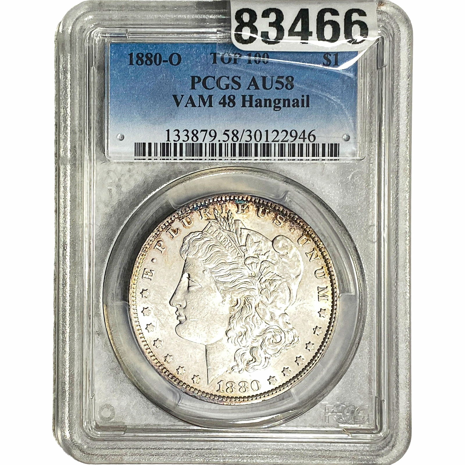 1880-O Morgan Silver Dollar PCGS AU58 VAM 48: 1880-O Morgan Silver Dollar PCGS AU58 VAM 48