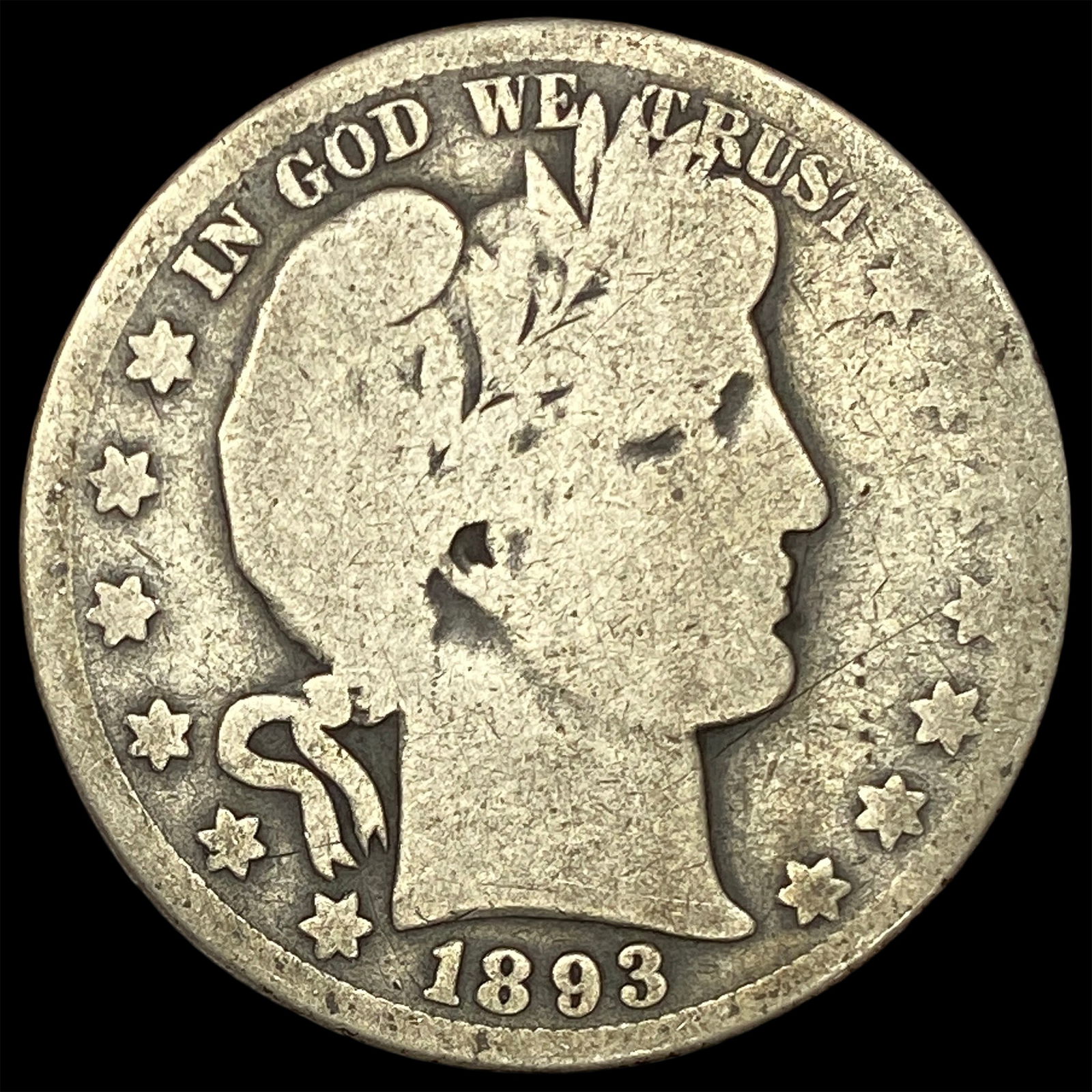 1893-O Silver Barber Half Dollar NICELY CIRCULATED: 1893-O Silver Barber Half Dollar NICELY CIRCULATED