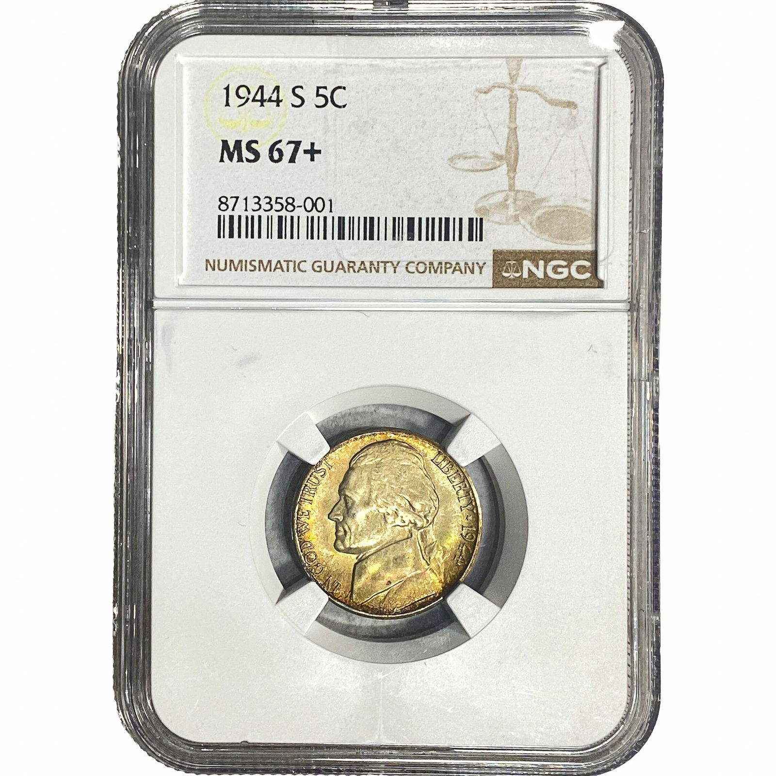1944 Jefferson Nickel NGC MS67+: 1944 Jefferson Nickel NGC MS67+