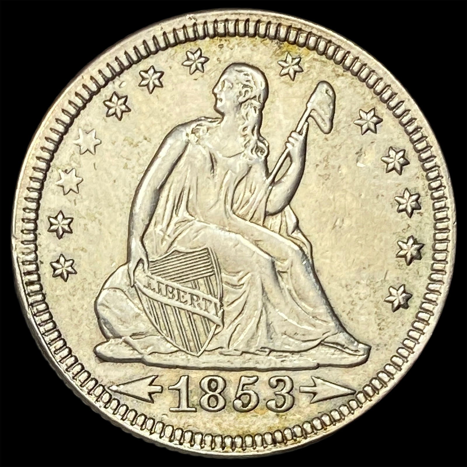 1853 Arrows Seated Liberty Quarter CLOSELY UNCIRCULATED: 1853 Arrows Seated Liberty Quarter CLOSELY UNCIRCULATED