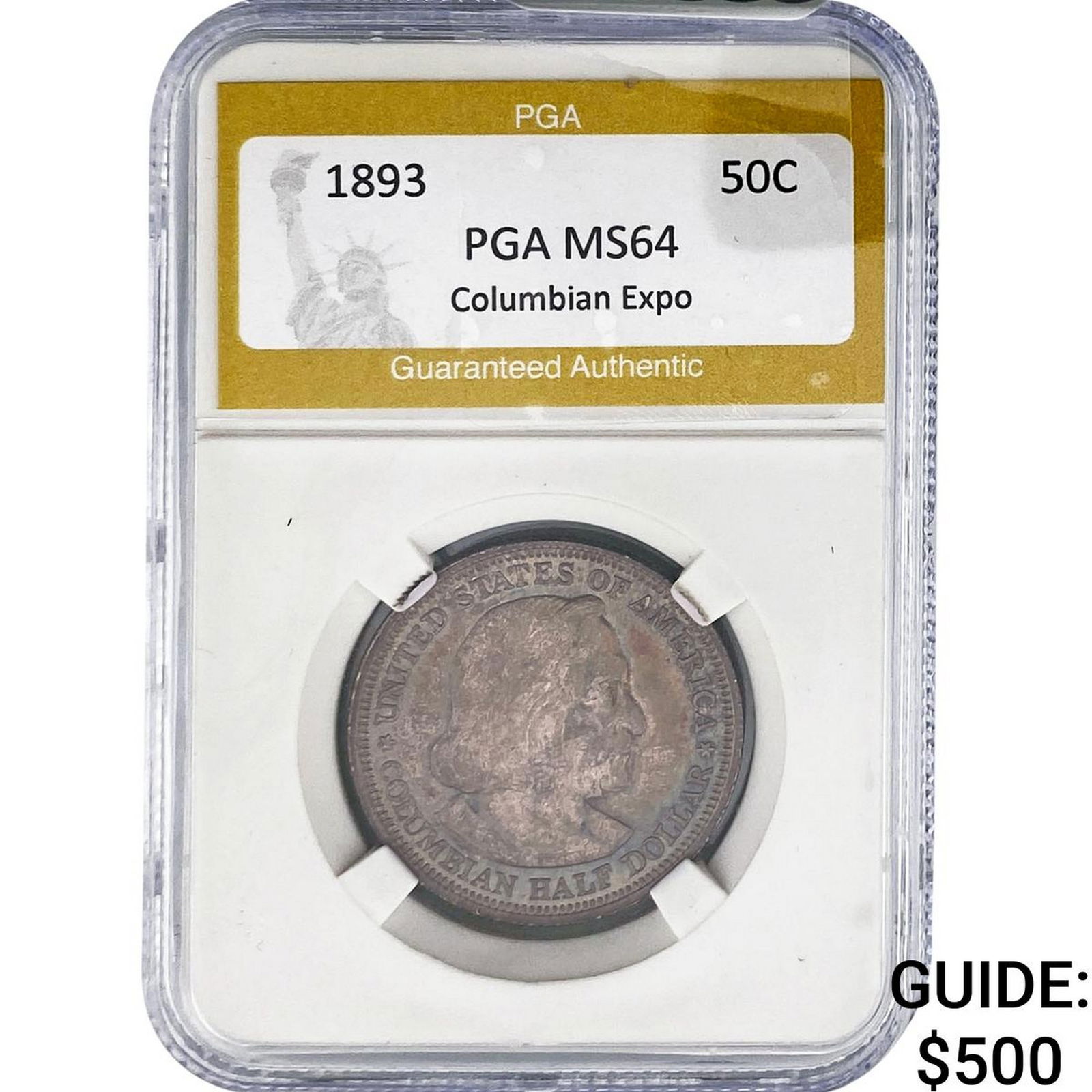 1893 Columbian Expo Half Dollar PGA MS64: 1893 Columbian Expo Half Dollar PGA MS64