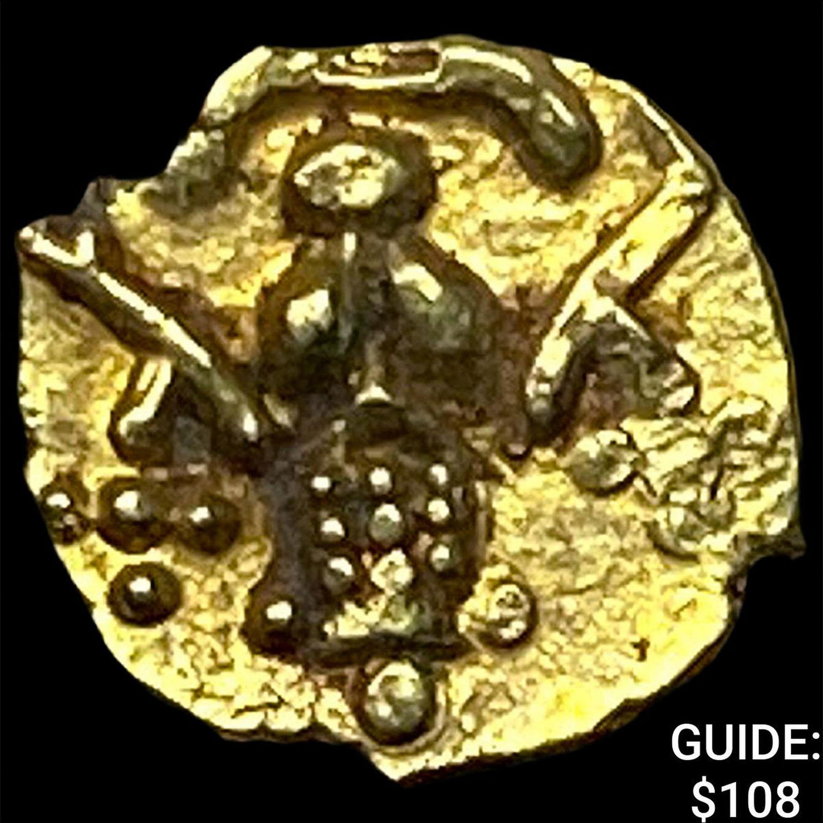 1600-1800 India .014oz Gold Fanam UNCIRCULATED: 1600-1800 India .014oz Gold Fanam UNCIRCULATED