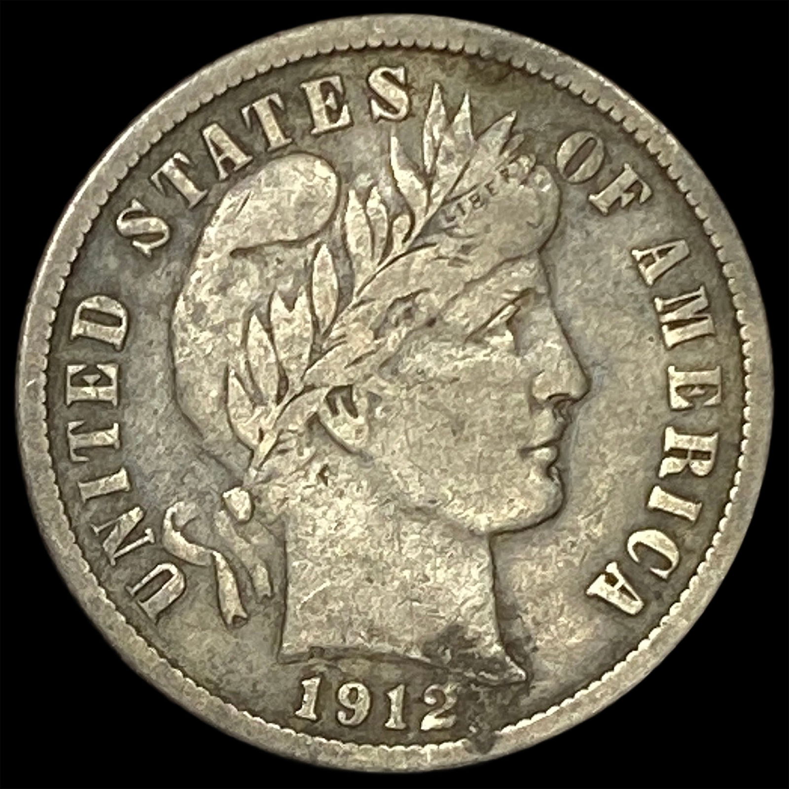 1912-S Silver Barber Dime NEARLY UNCIRCULATED: 1912-S Silver Barber Dime NEARLY UNCIRCULATED