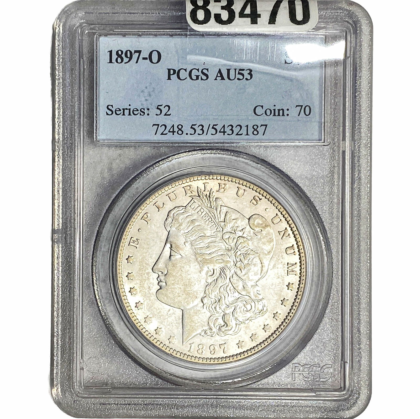 1897-O Morgan Silver Dollar PCGS AU53: 1897-O Morgan Silver Dollar PCGS AU53