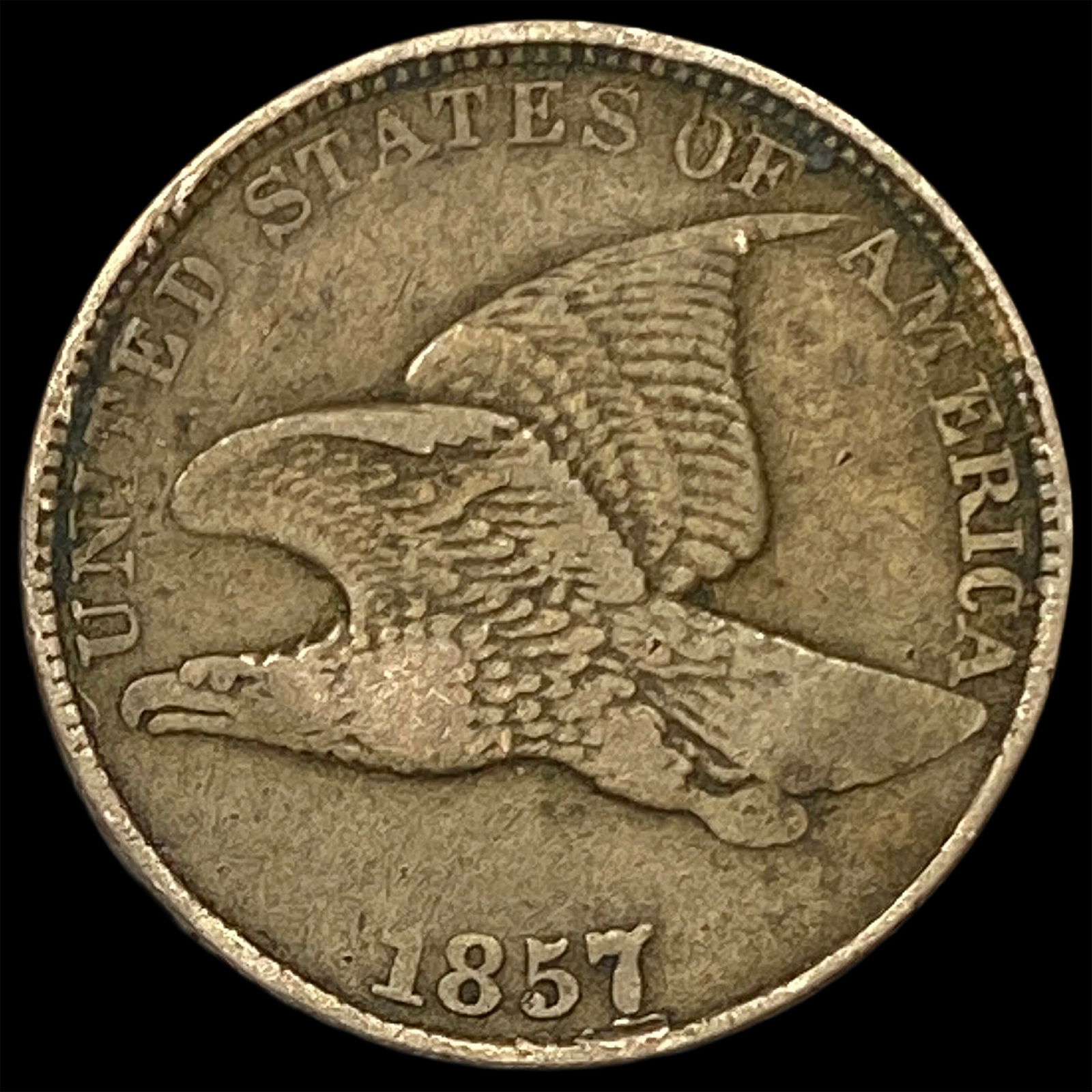 1857 Copper-Nickel Flying Eagle Cent ABOUT UNCIRCULATED: 1857 Copper-Nickel Flying Eagle Cent ABOUT UNCIRCULATED