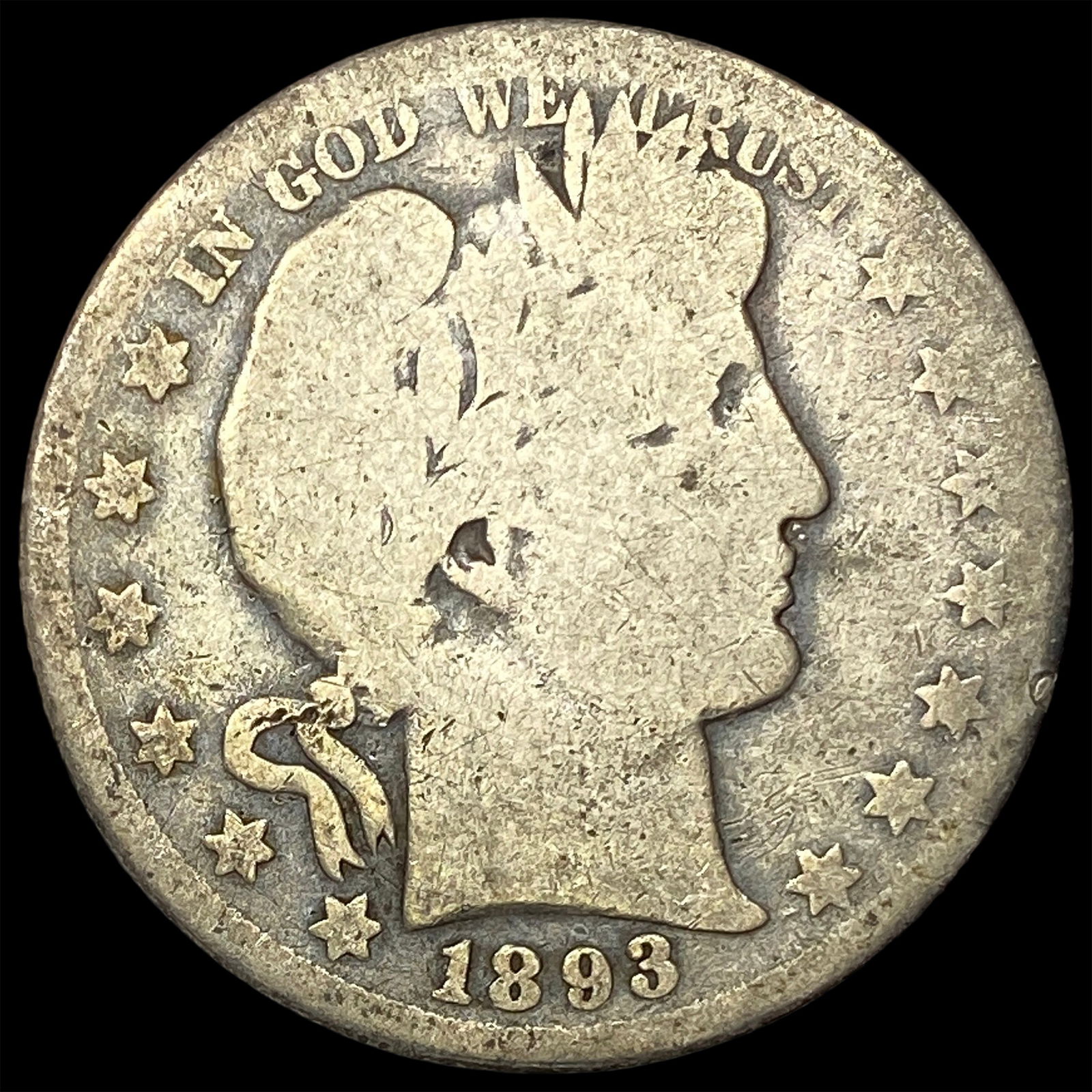 1893-O Silver Barber Half Dollar NICELY CIRCULATED: 1893-O Silver Barber Half Dollar NICELY CIRCULATED