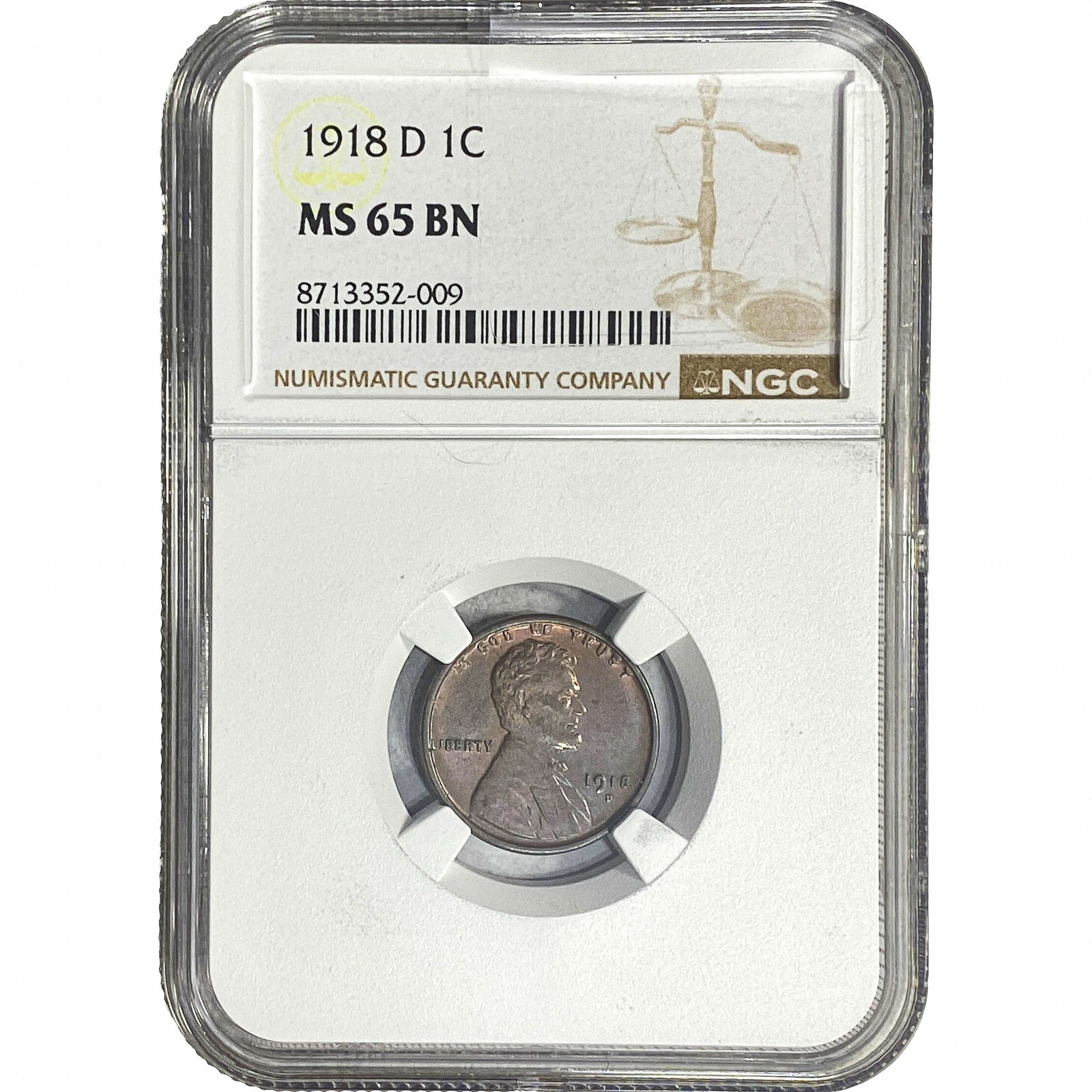 1918-D Wheat Cent NGC MS65 BR: 1918-D Wheat Cent NGC MS65 BR