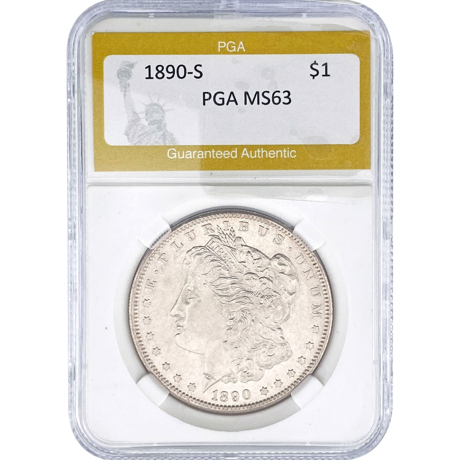 1890-S Morgan Silver Dollar PGA MS63: 1890-S Morgan Silver Dollar PGA MS63