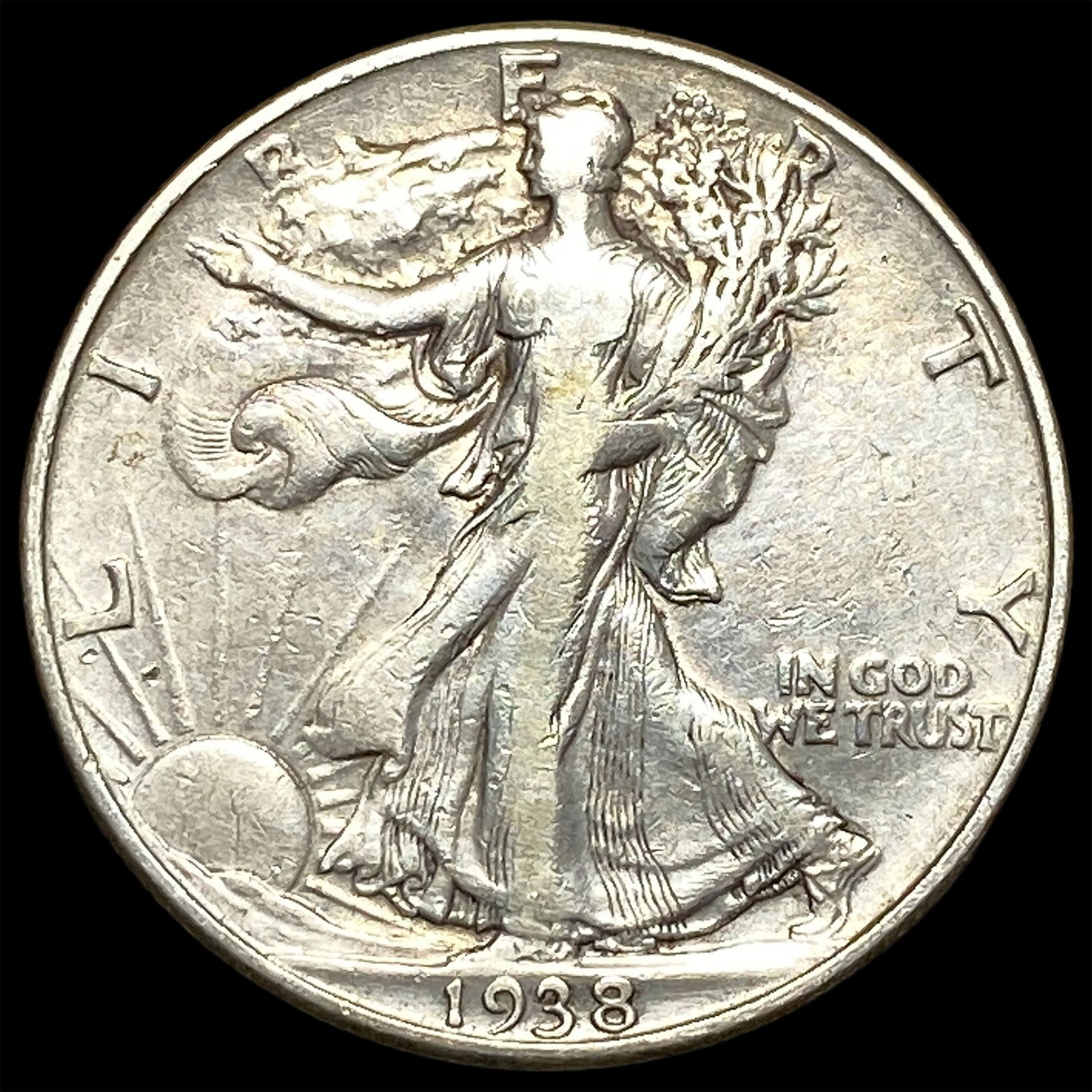 1938-D Silver Half Dollar Walking Liberty NEARLY UNCIRCULATED: 1938-D Silver Half Dollar Walking Liberty NEARLY UNCIRCULATED