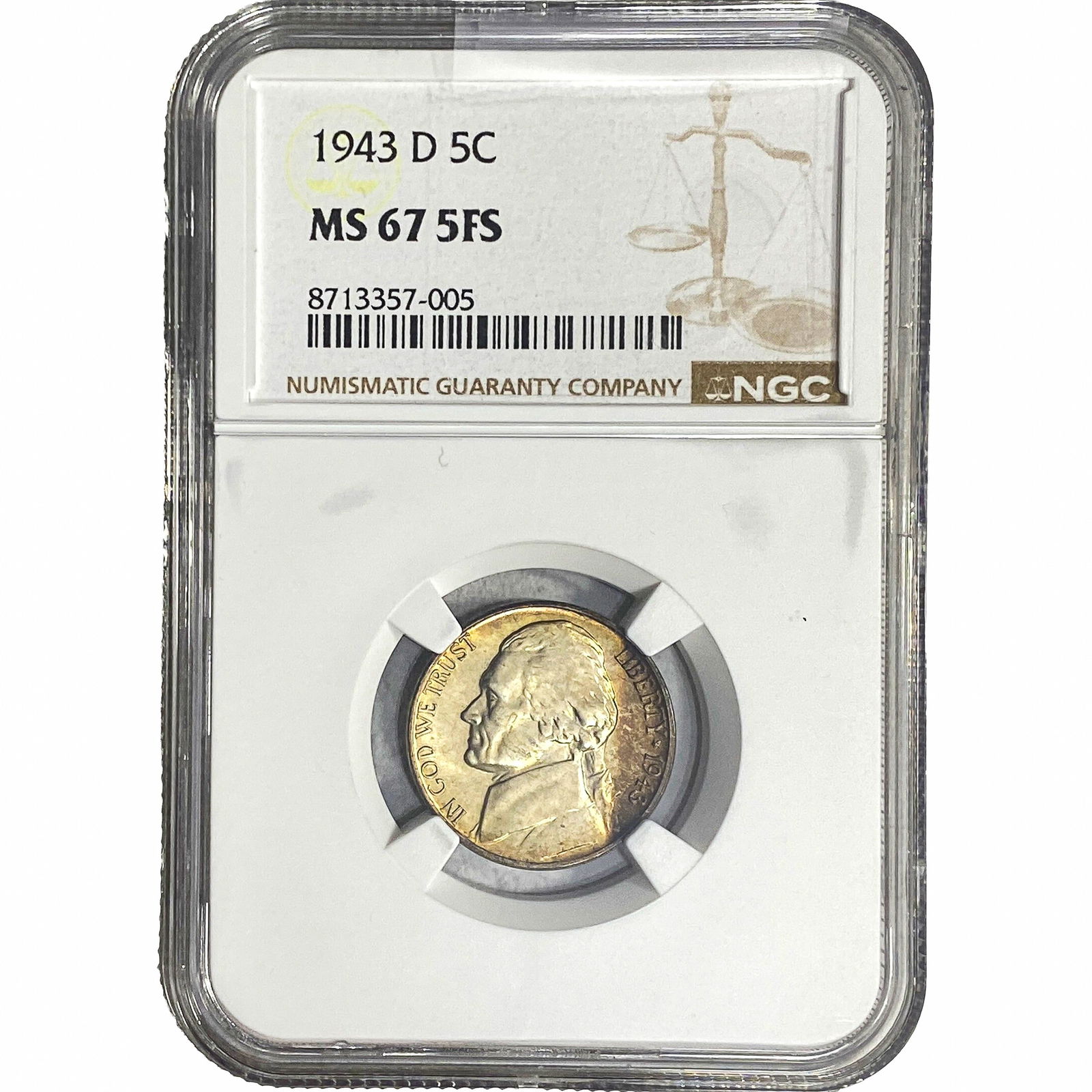 1943-D Jefferson Nickel NGC MS67 5FS (1 of 2)