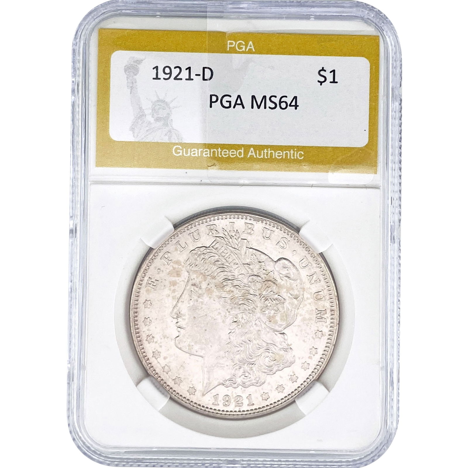 1921-D Morgan Silver Dollar PGA MS64: 1921-D Morgan Silver Dollar PGA MS64