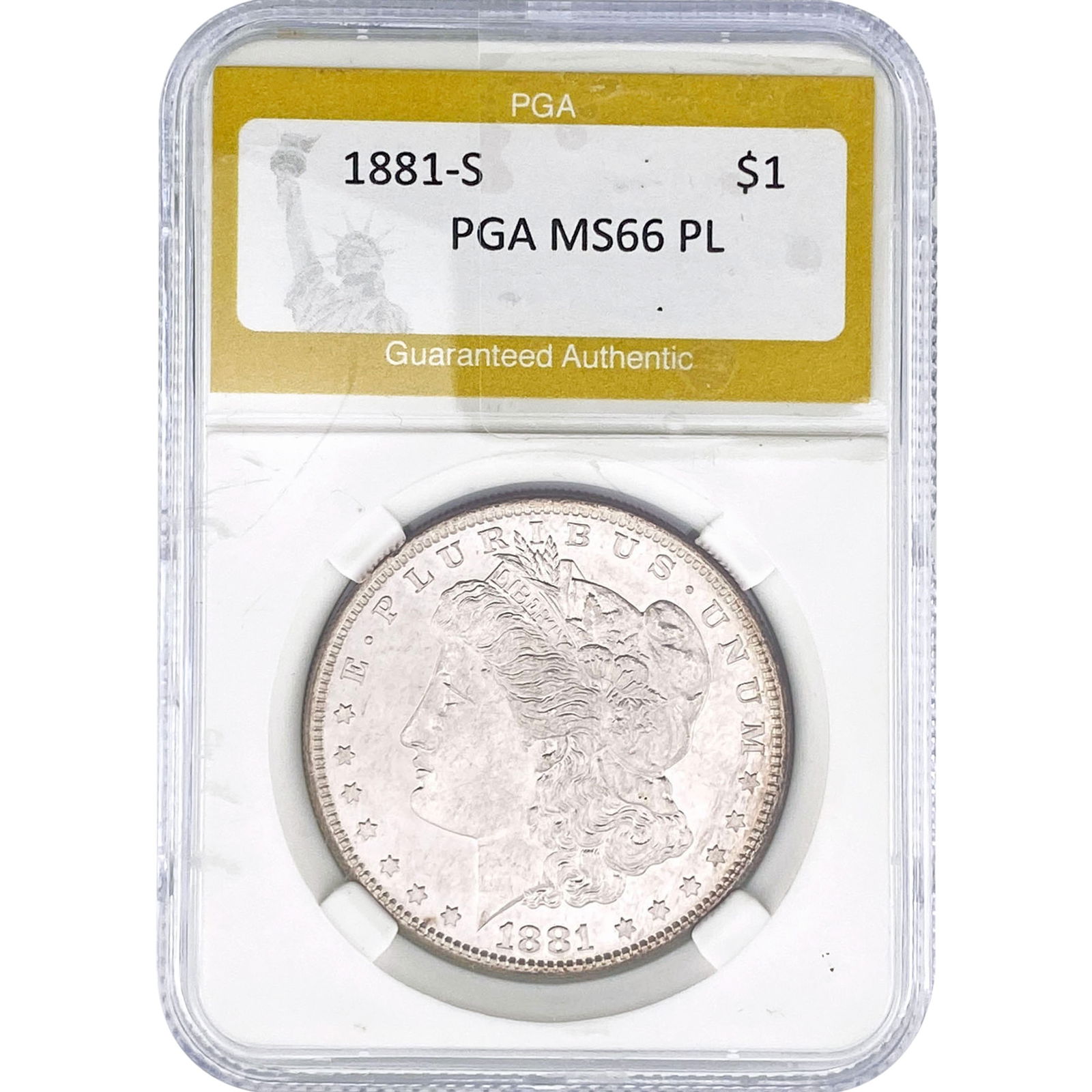1881-S Morgan Silver Dollar PGA MS66 PL: 1881-S Morgan Silver Dollar PGA MS66 PL