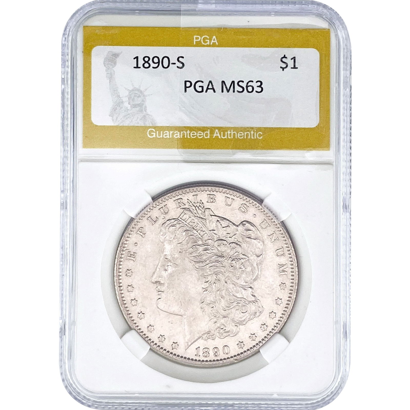 1890-S Morgan Silver Dollar PGA MS63: 1890-S Morgan Silver Dollar PGA MS63