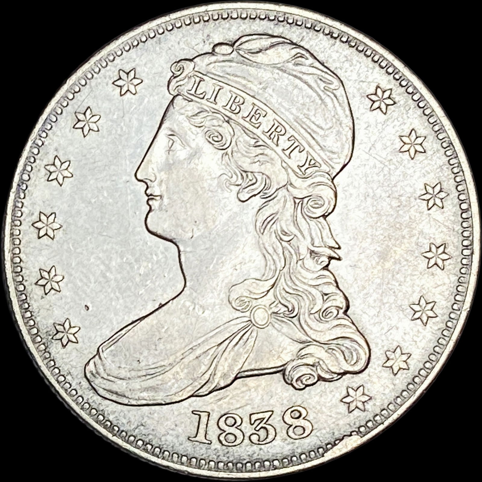 1838 Silver Half Dollar (Capped Bust) CLOSELY UNCIRCULATED (1 of 2)