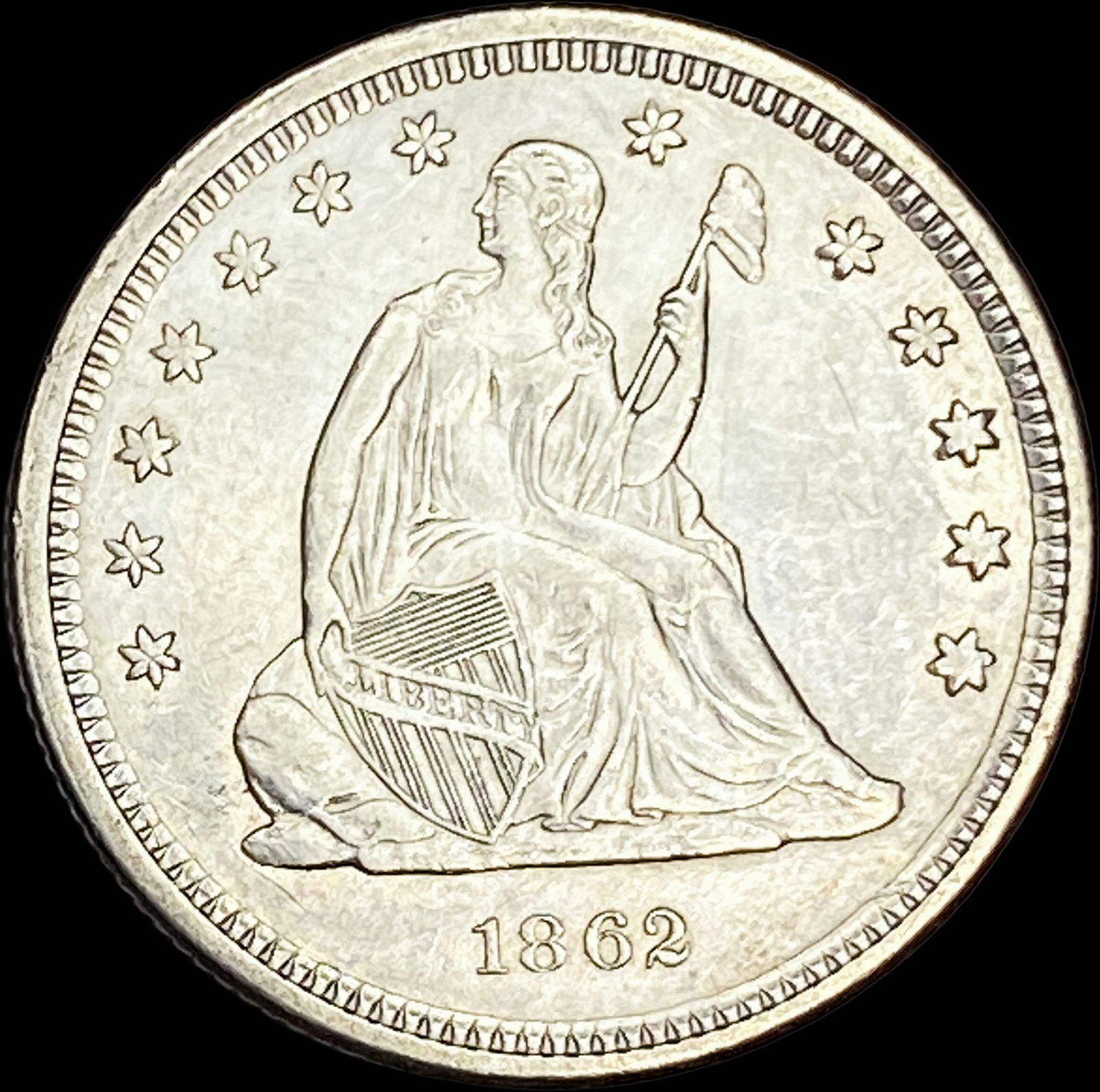 1862 Seated Liberty Quarter CLOSELY UNCIRCULATED (1 of 2)