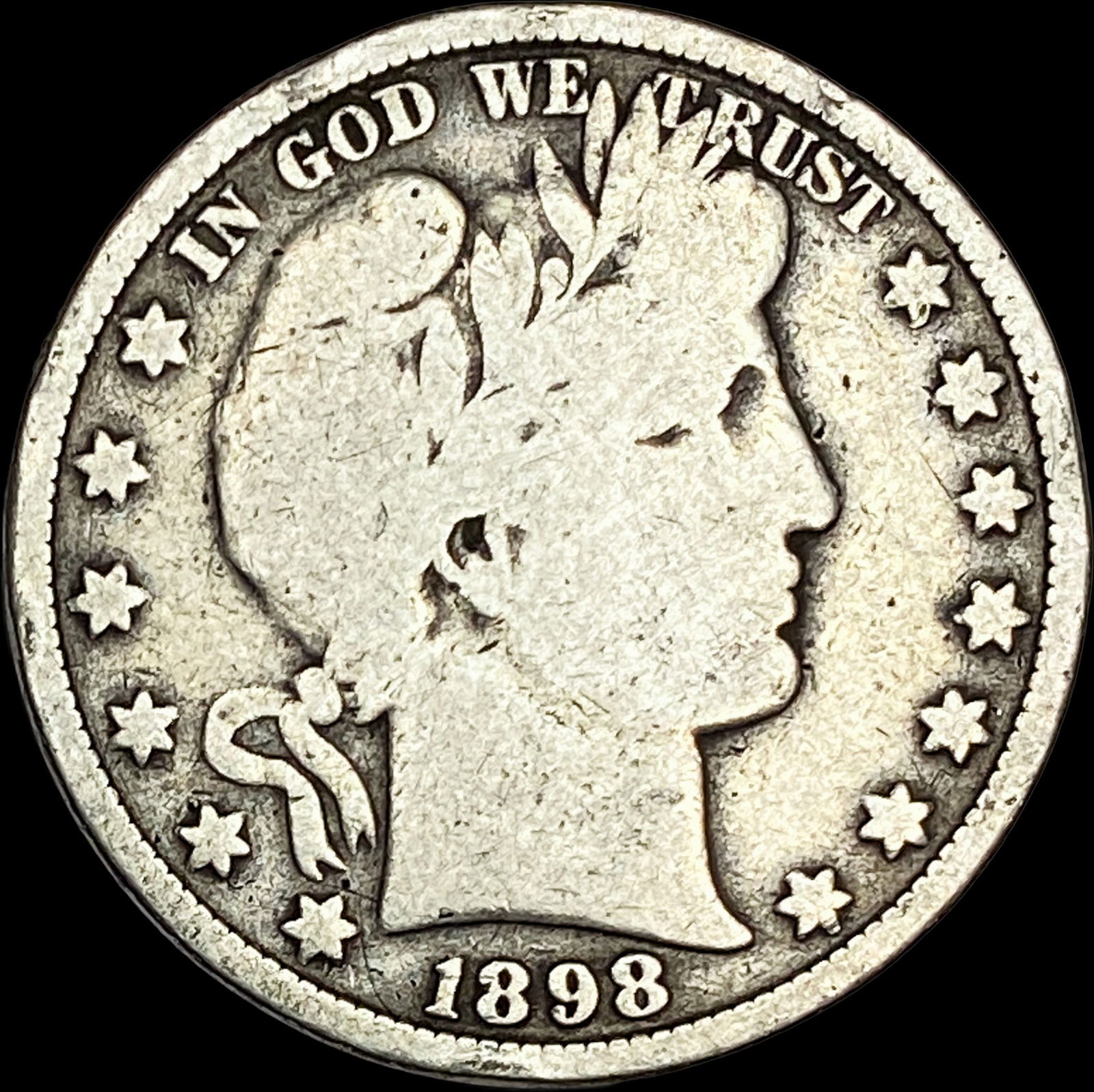 1898 Silver Barber Half Dollar HIGH GRADE: 1898 Silver Barber Half Dollar HIGH GRADE