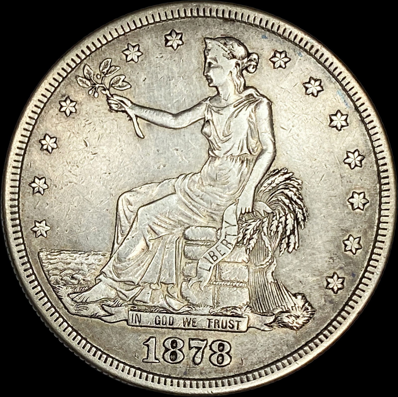 1878-S Silver Trade Dollar NEARLY UNCIRCULATED: 1878-S Silver Trade Dollar NEARLY UNCIRCULATED