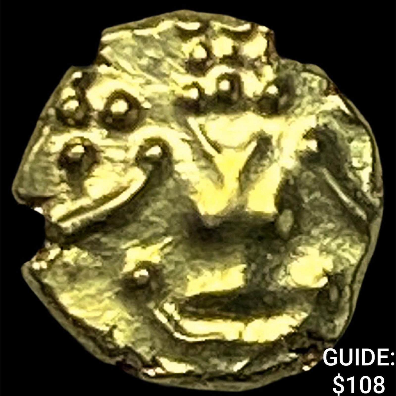 1600-1800 India .014oz Gold Fanam UNCIRCULATED: 1600-1800 India .014oz Gold Fanam UNCIRCULATED