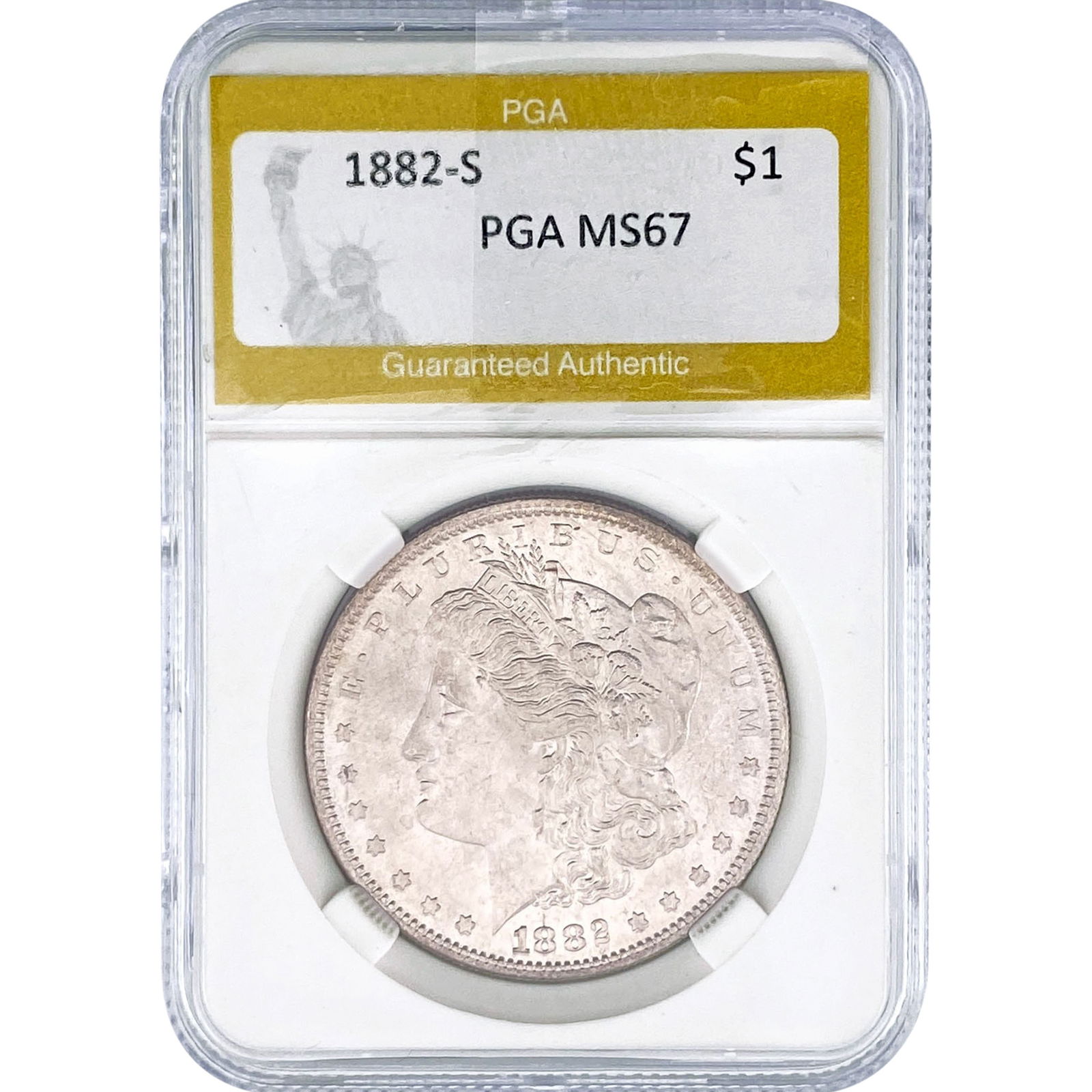 1882-S Morgan Silver Dollar PGA MS67: 1882-S Morgan Silver Dollar PGA MS67