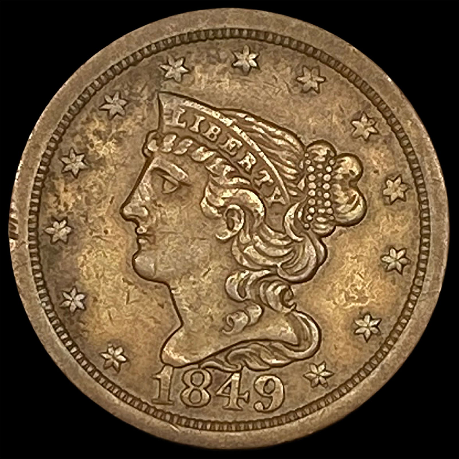 1849 Braided Hair Half Cent NEARLY UNCIRCULATED (1 of 2)