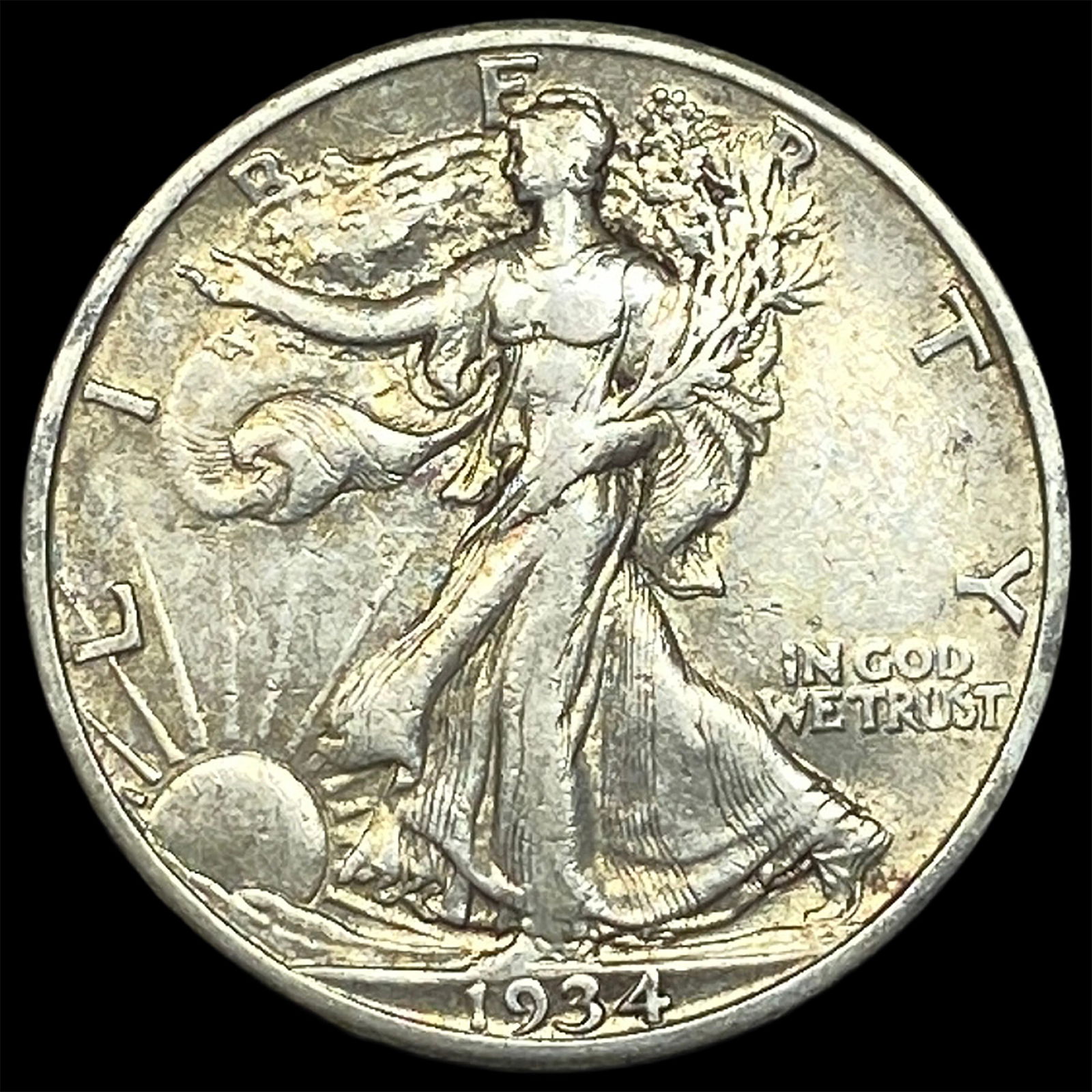 1934-S Silver Walking Liberty Half Dollar CLOSELY UNCIRCULATED: 1934-S Silver Walking Liberty Half Dollar CLOSELY UNCIRCULATED