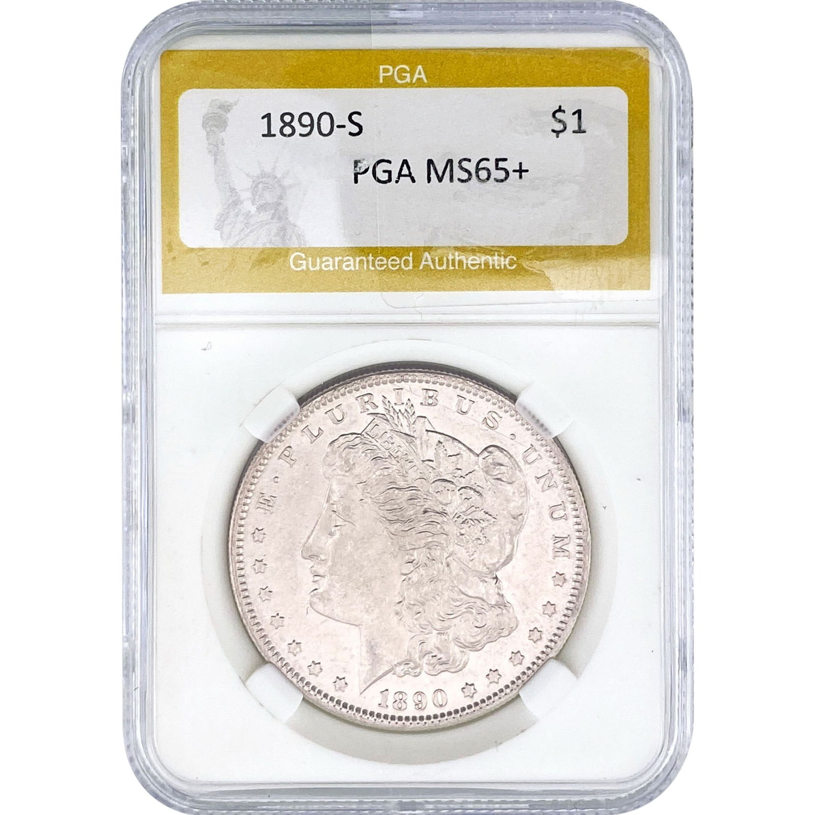 1890-S Morgan Silver Dollar PGA MS65+: 1890-S Morgan Silver Dollar PGA MS65+