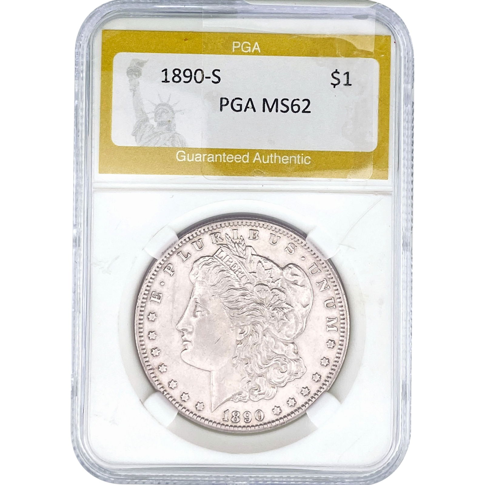 1890-S Morgan Silver Dollar PGA MS62: 1890-S Morgan Silver Dollar PGA MS62