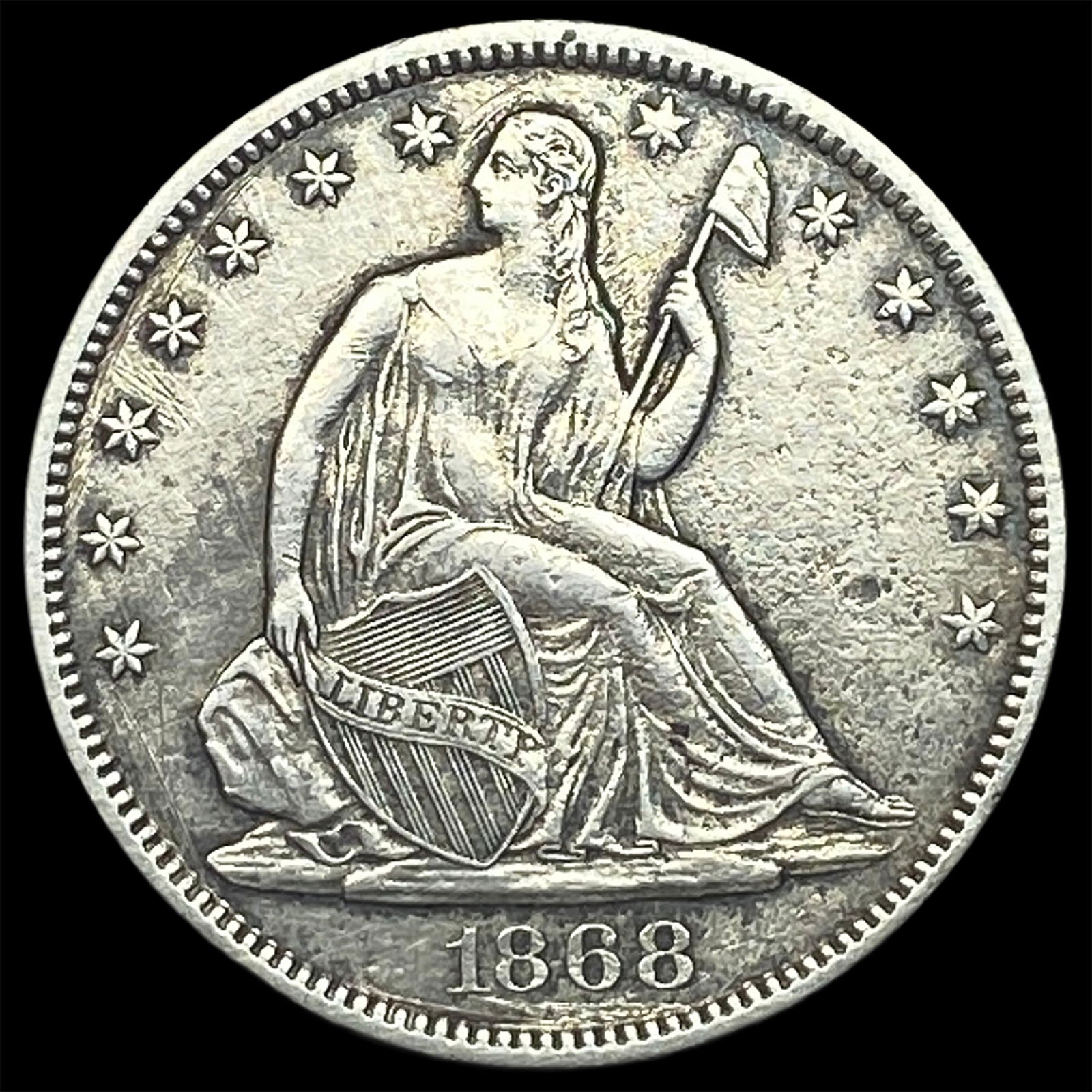 1868-S Silver Half Dollar CLOSELY UNCIRCULATED (1 of 2)