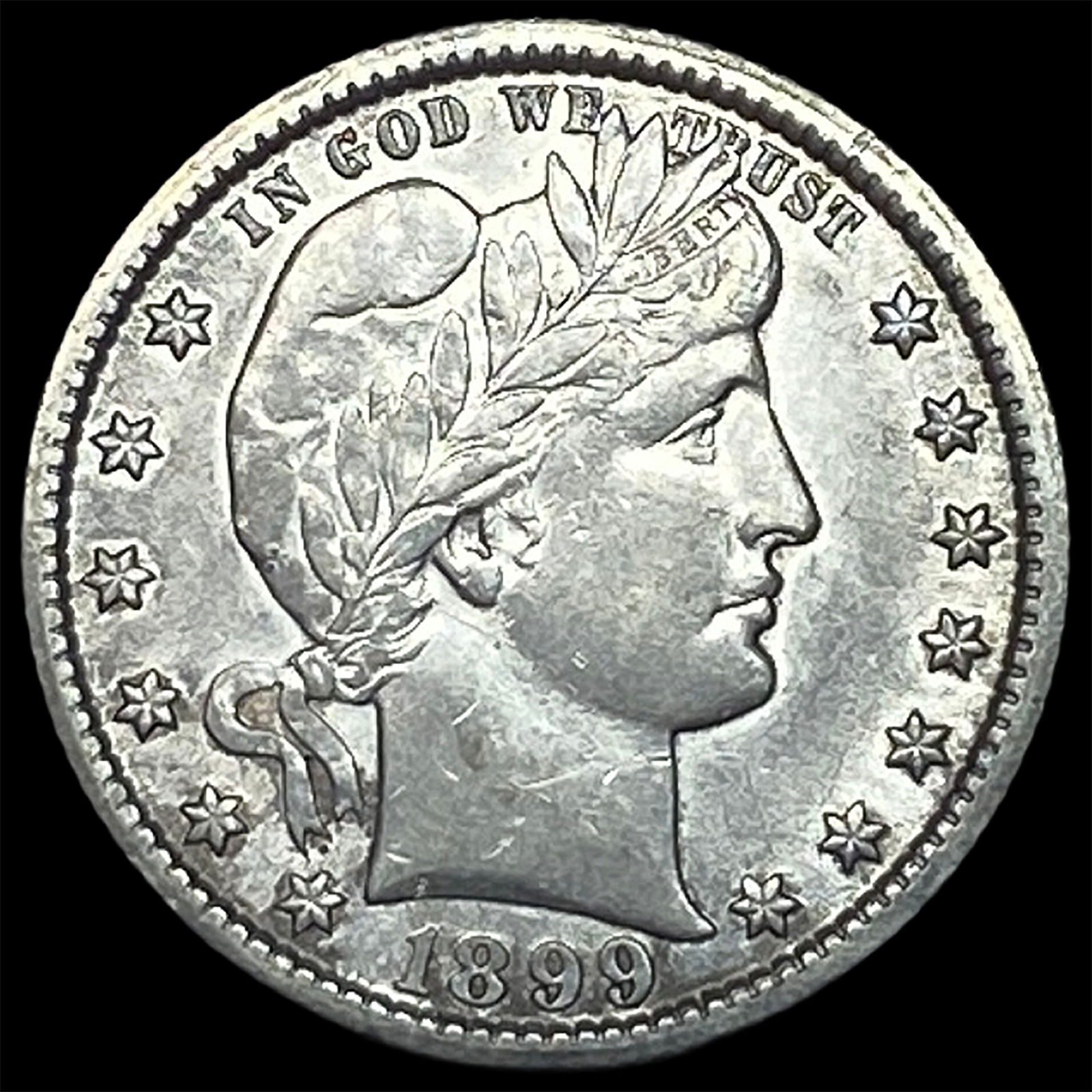 1899 Barber Silver Quarter CLOSELY UNCIRCULATED: 1899 Barber Silver Quarter CLOSELY UNCIRCULATED