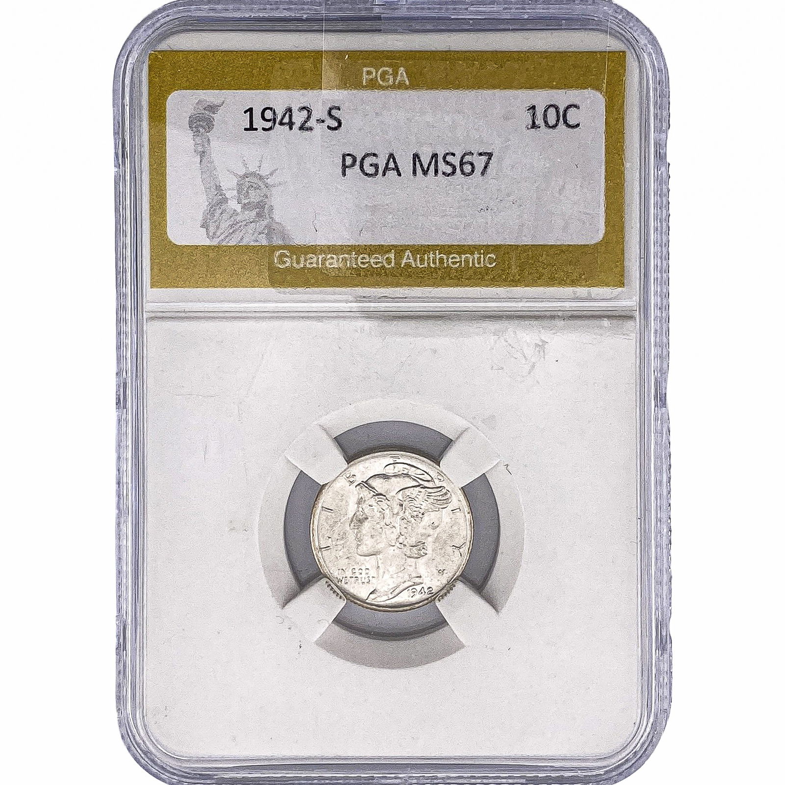1942-S Mercury Silver Dime PGA MS67: 1942-S Mercury Silver Dime PGA MS67