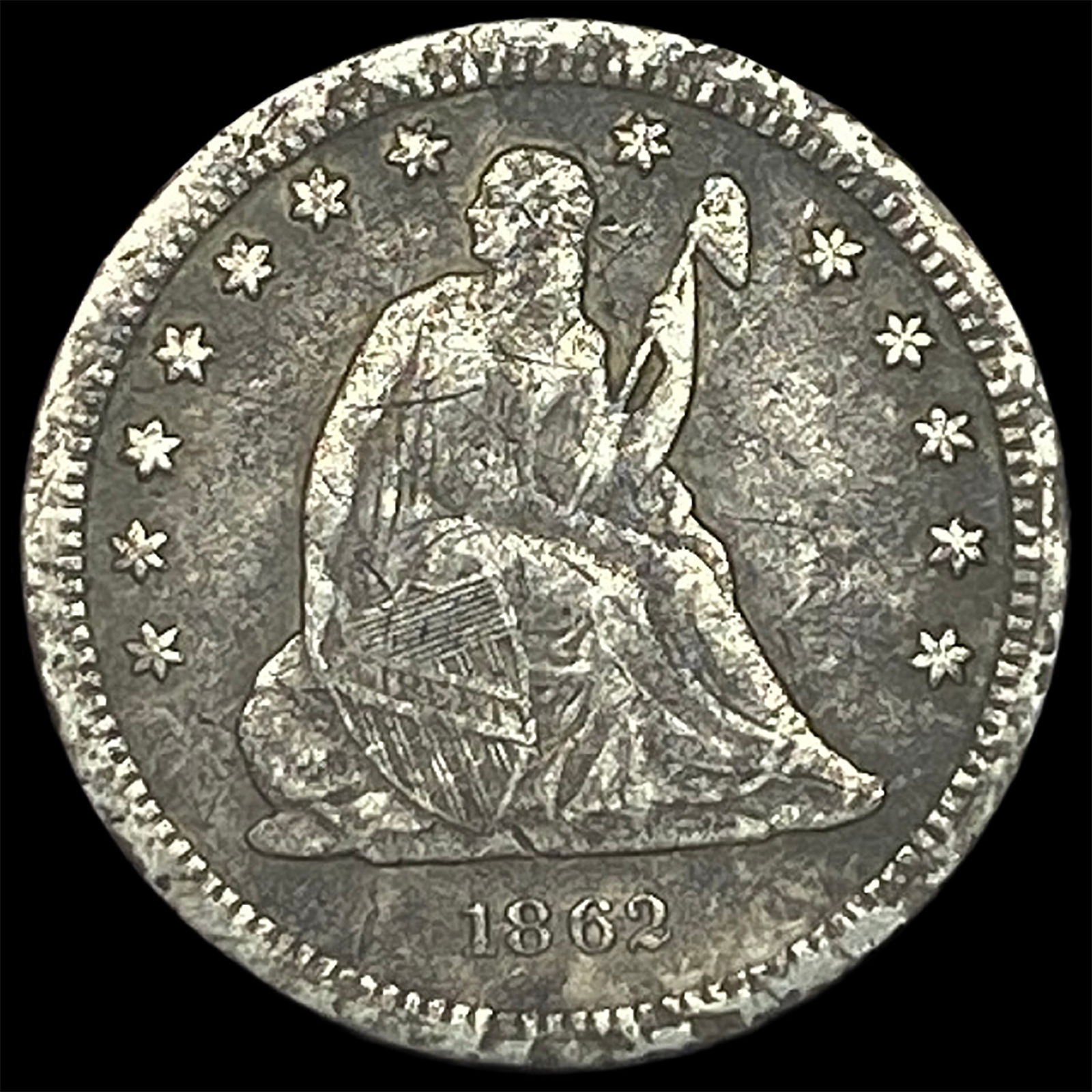 1862-S Silver Seated Liberty Quarter HIGH GRADE: 1862-S Silver Seated Liberty Quarter HIGH GRADE