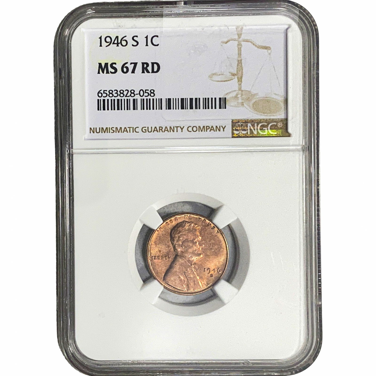 1946-S Wheat Cent NGC MS67 RD (1 of 2)