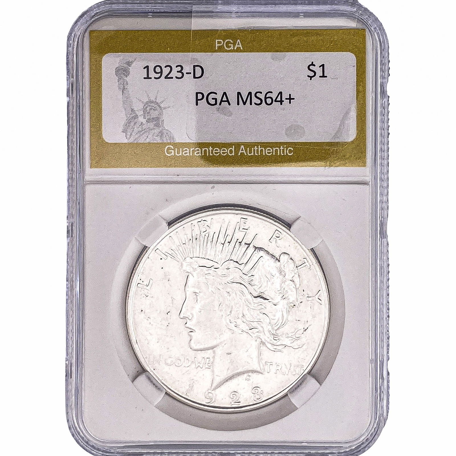 1923-D Silver Peace Dollar PGA MS64+: 1923-D Silver Peace Dollar PGA MS64+