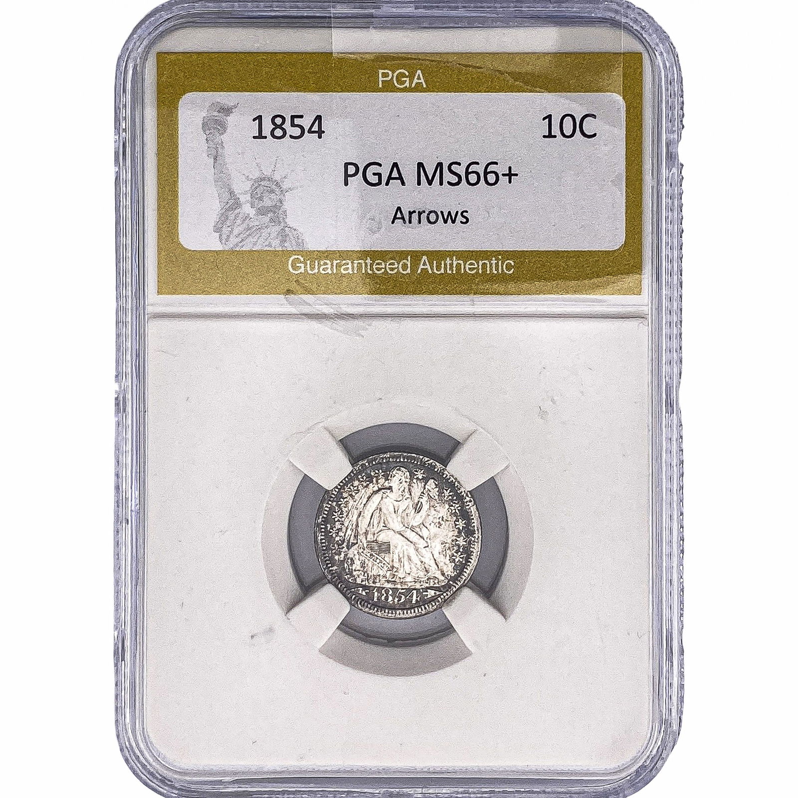 1854 Seated Liberty Dime PGA MS66+ Arrows: 1854 Seated Liberty Dime PGA MS66+ Arrows