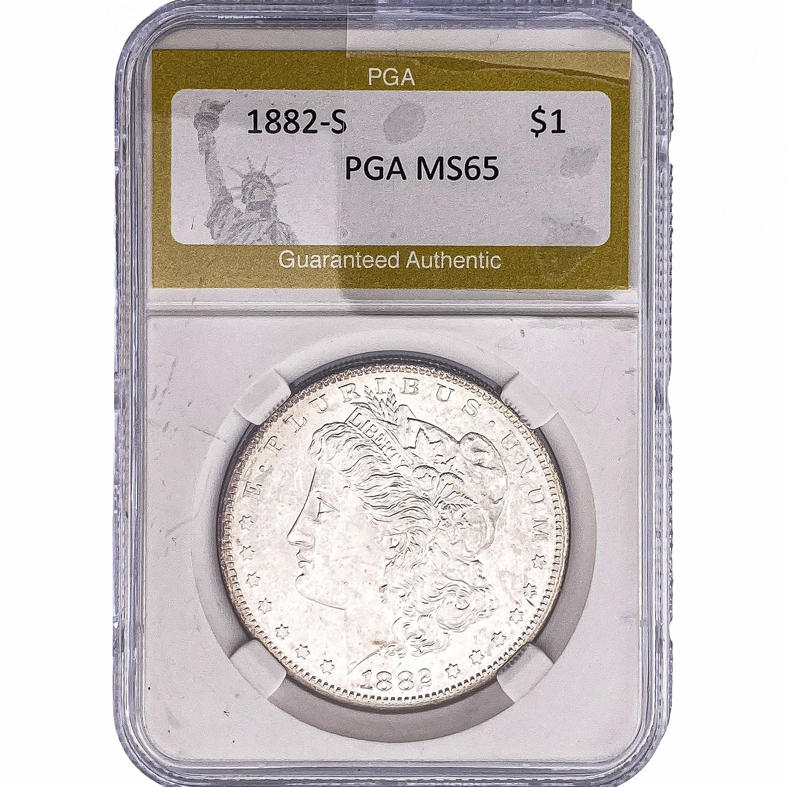 1882-S Morgan Silver Dollar PGA MS65: 1882-S Morgan Silver Dollar PGA MS65