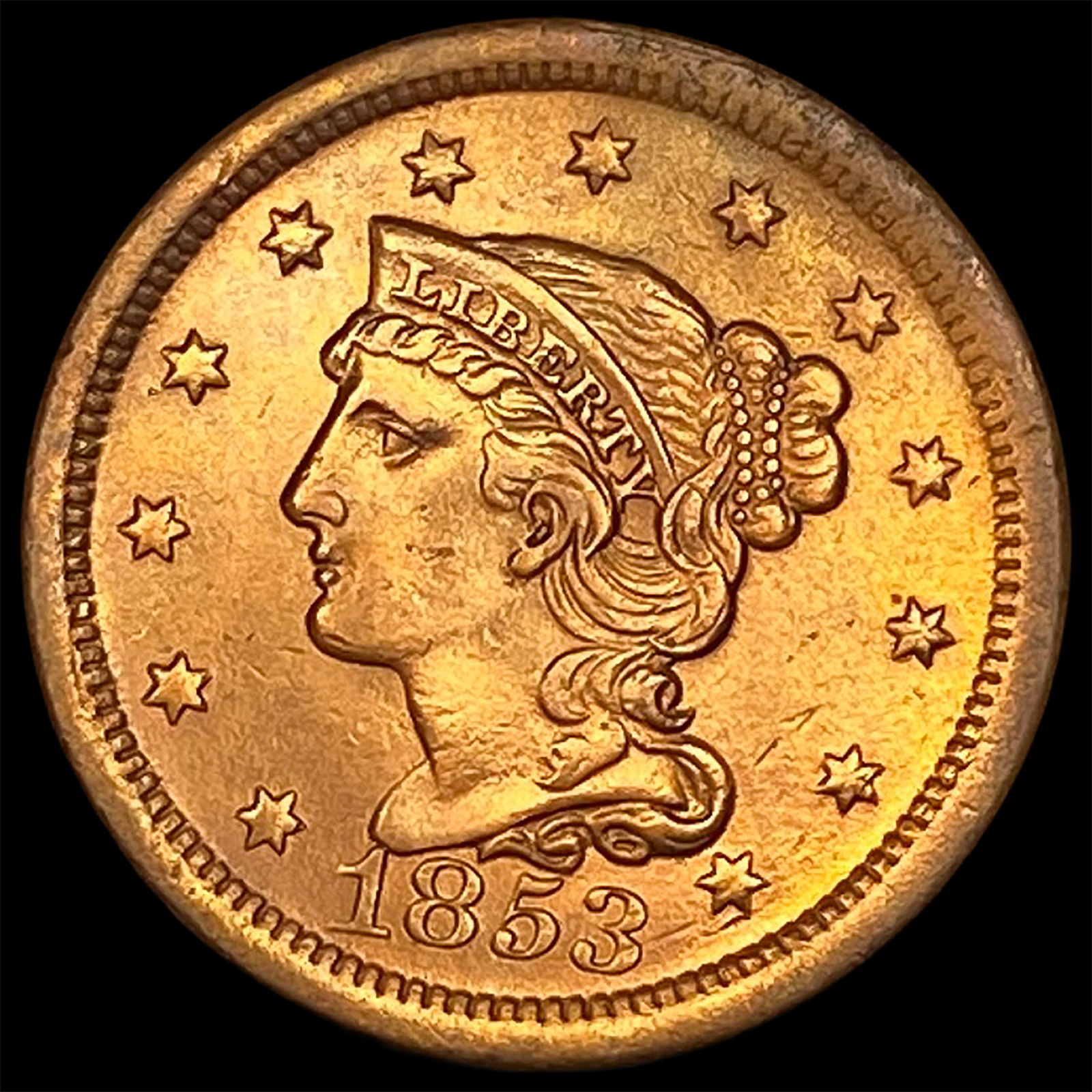 1853 Braided Hair Large Cent HIGH GRADE: 1853 Braided Hair Large Cent HIGH GRADE