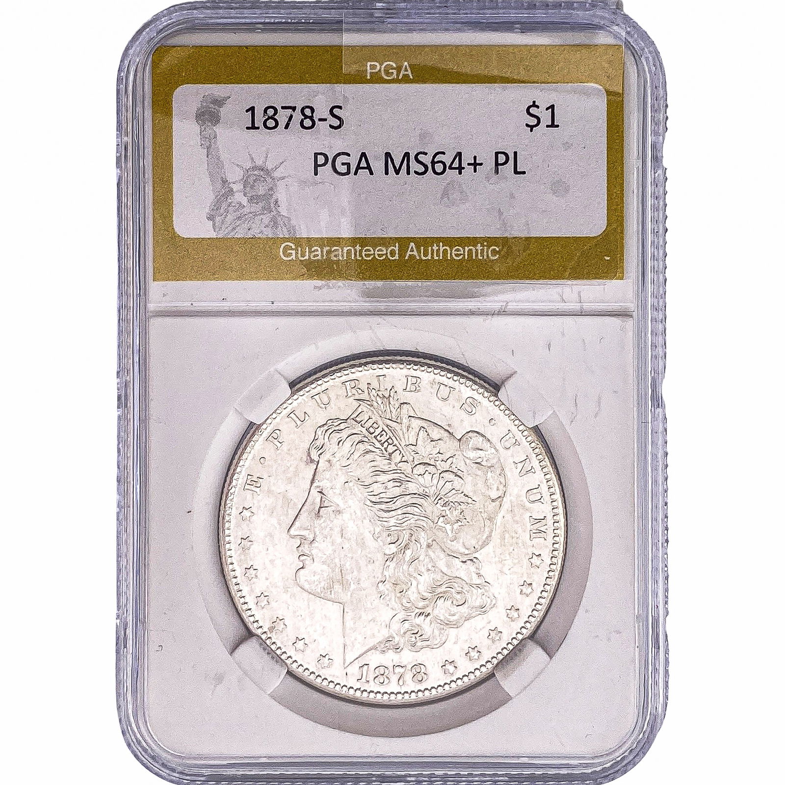 1878-S Morgan Silver Dollar PGA MS64+ PL: 1878-S Morgan Silver Dollar PGA MS64+ PL