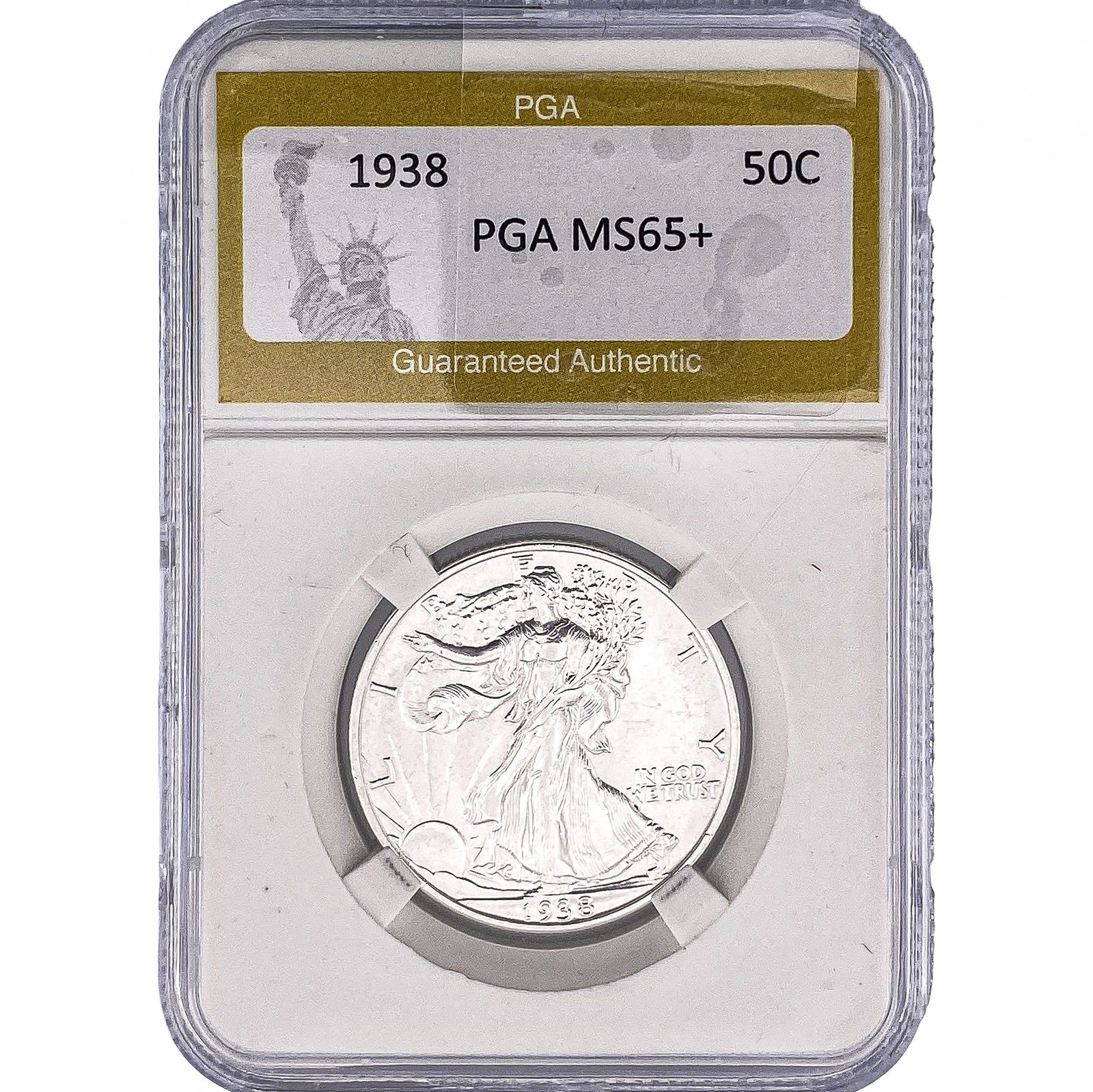 1938 Walking Liberty Half Dollar PGA MS65+: 1938 Walking Liberty Half Dollar PGA MS65+