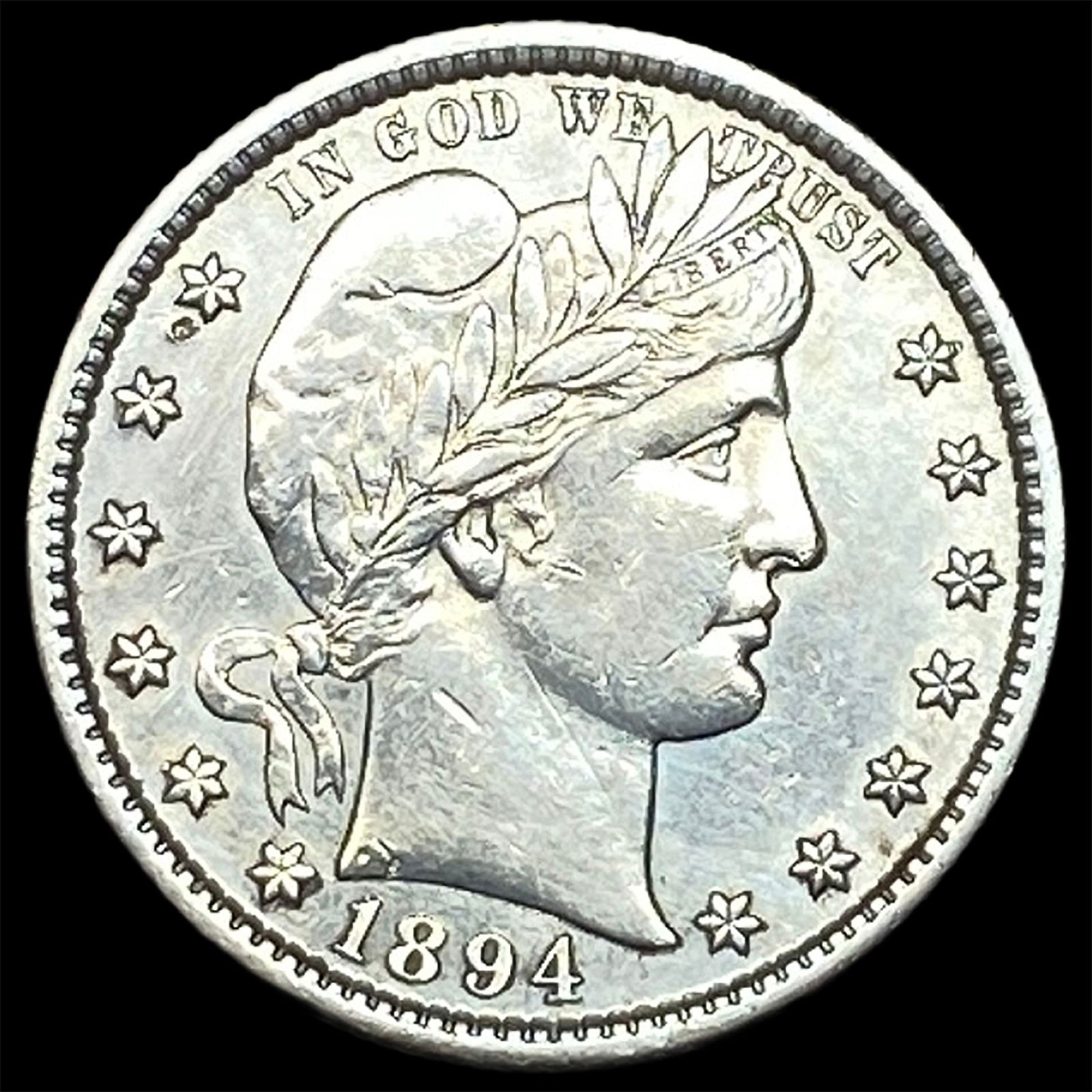 1894-S Silver Barber Quarter CLOSELY UNCIRCULATED: 1894-S Silver Barber Quarter CLOSELY UNCIRCULATED