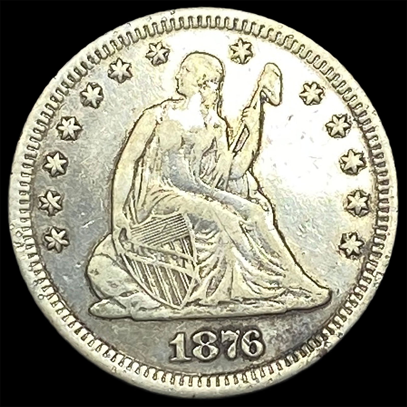 1876 Seated Liberty Quarter Dollar NEARLY UNCIRCULATED: 1876 Seated Liberty Quarter Dollar NEARLY UNCIRCULATED