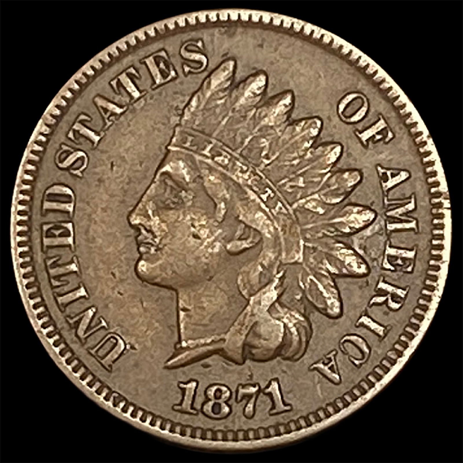 1871 Indian Head Cent NEARLY UNCIRCULATED: 1871 Indian Head Cent NEARLY UNCIRCULATED