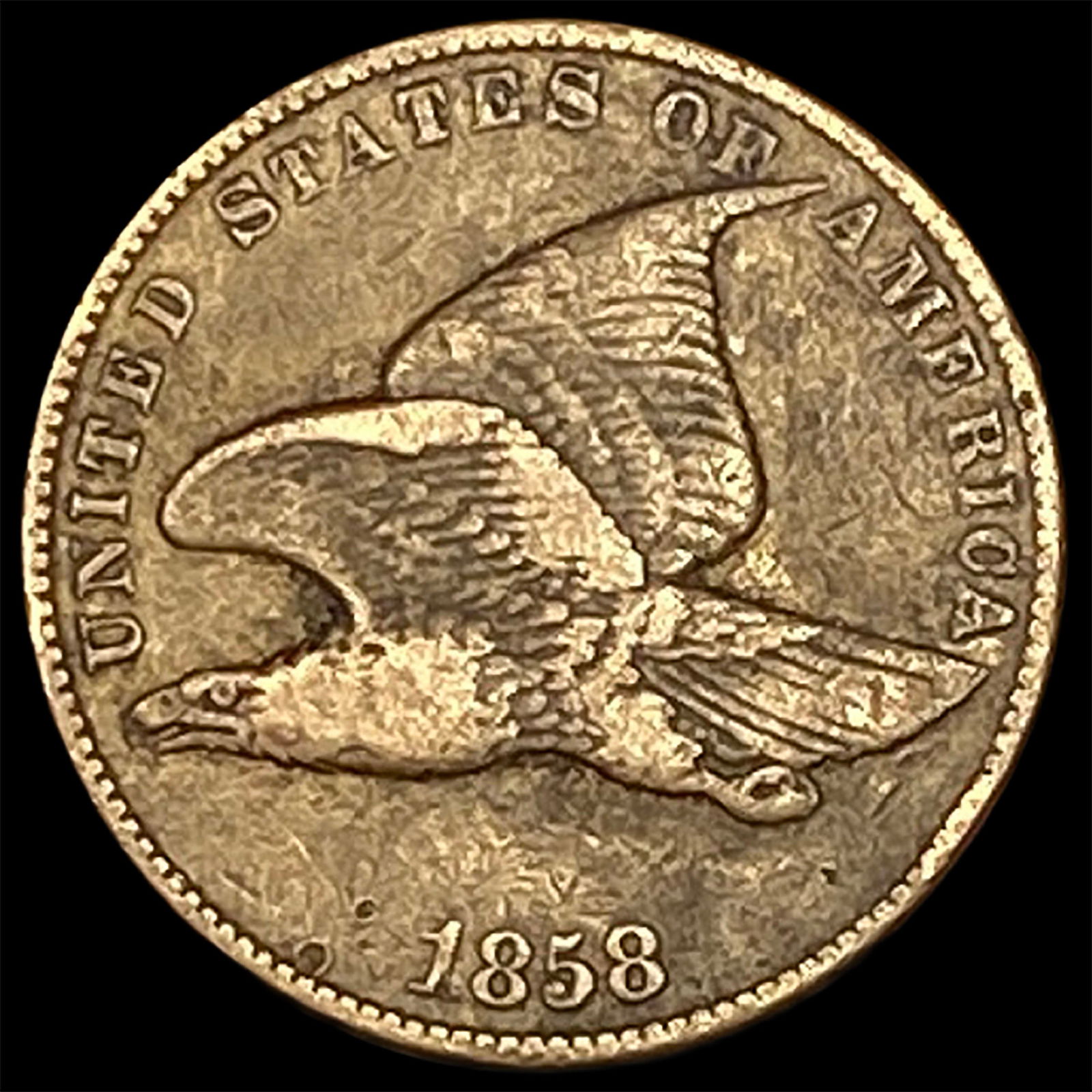 1858 Copper-Nickel Flying Eagle Cent NEARLY UNCIRCULATED: 1858 Copper-Nickel Flying Eagle Cent NEARLY UNCIRCULATED