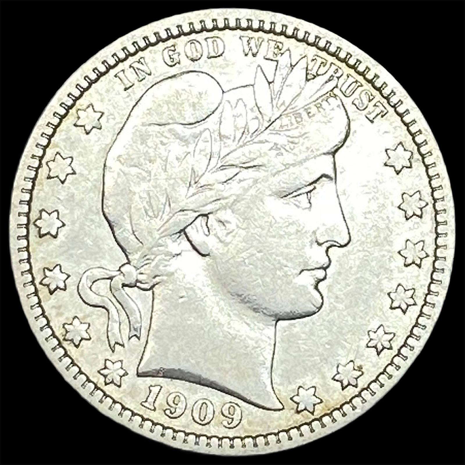 1909 Barber Silver Quarter NEARLY UNCIRCULATED: 1909 Barber Silver Quarter NEARLY UNCIRCULATED