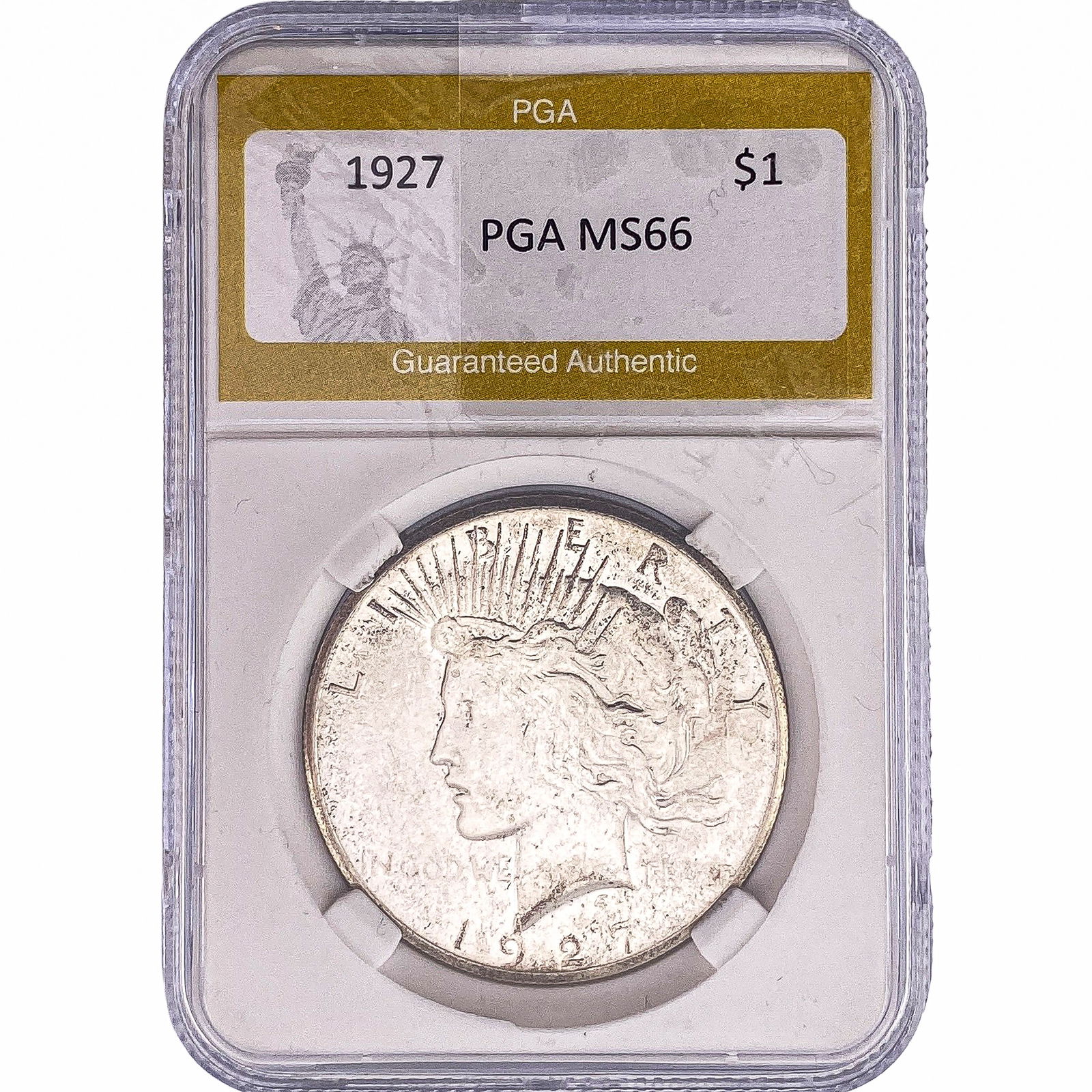 1927 Silver Peace Dollar PGA MS66: 1927 Silver Peace Dollar PGA MS66