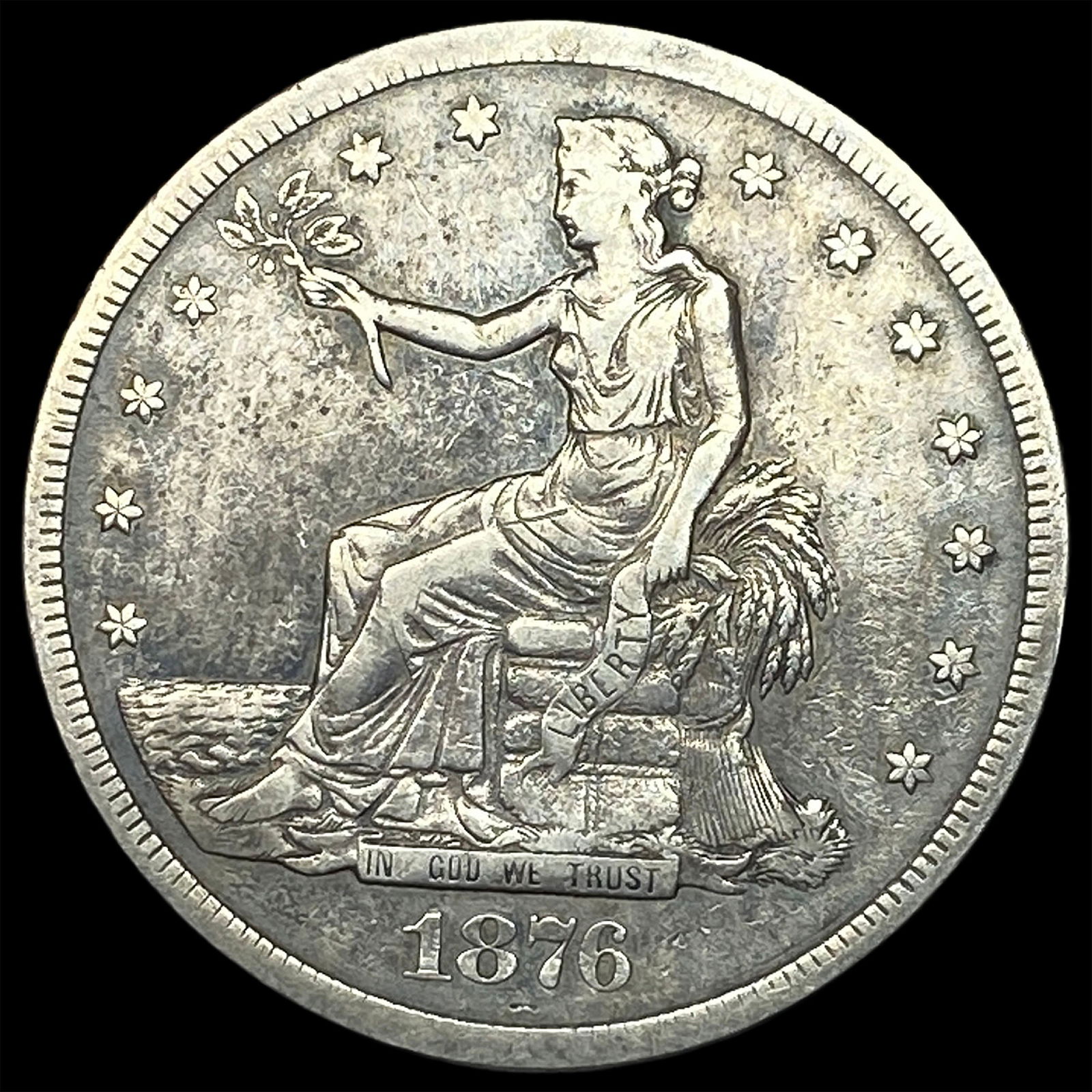 1876-S Silver Trade Dollar ABOUT UNCIRCULATED: 1876-S Silver Trade Dollar ABOUT UNCIRCULATED