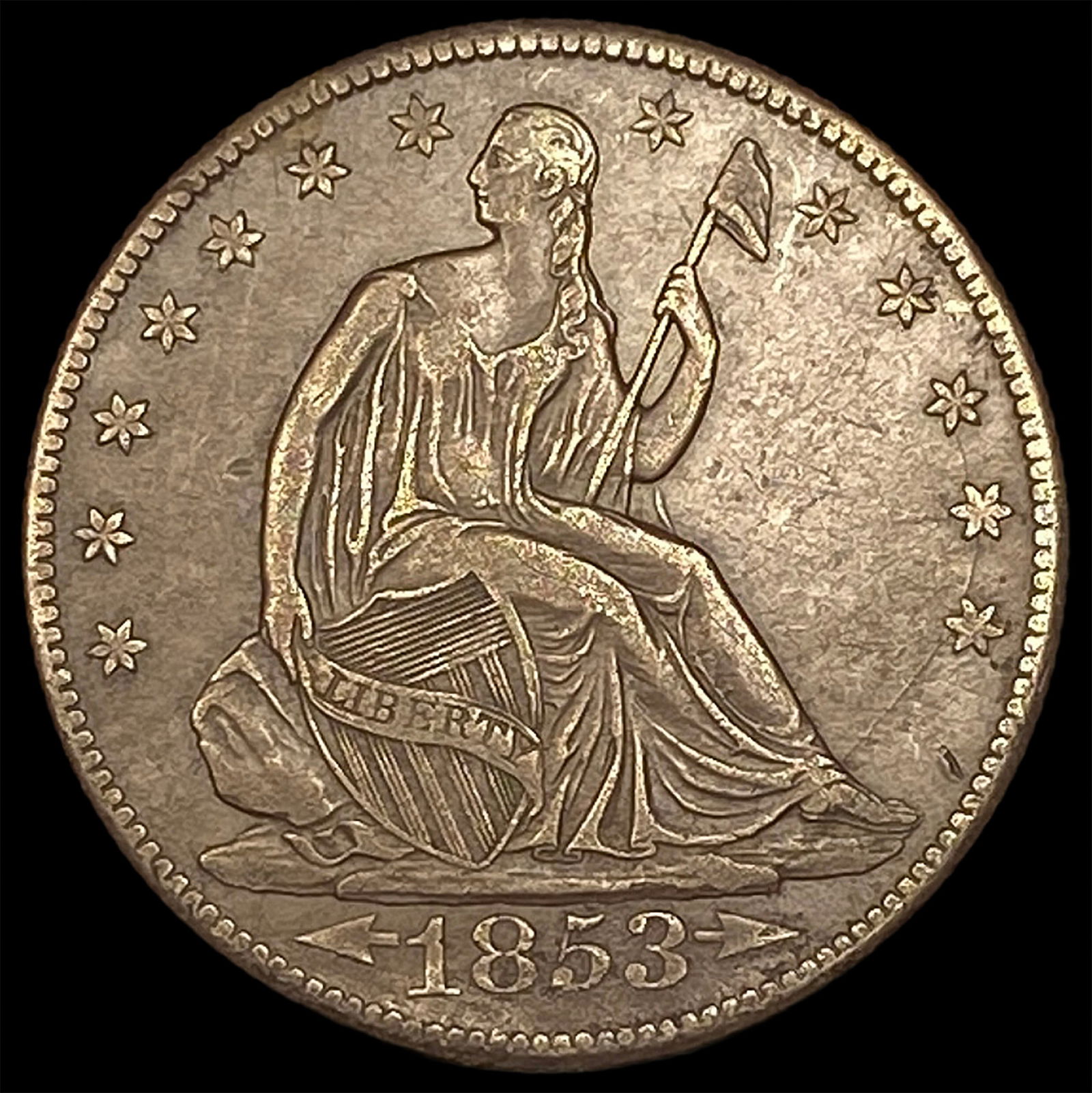 1853-O Arrows Seated Liberty Half Dollar CLOSELY UNCIRCULATED: 1853-O Arrows Seated Liberty Half Dollar CLOSELY UNCIRCULATED