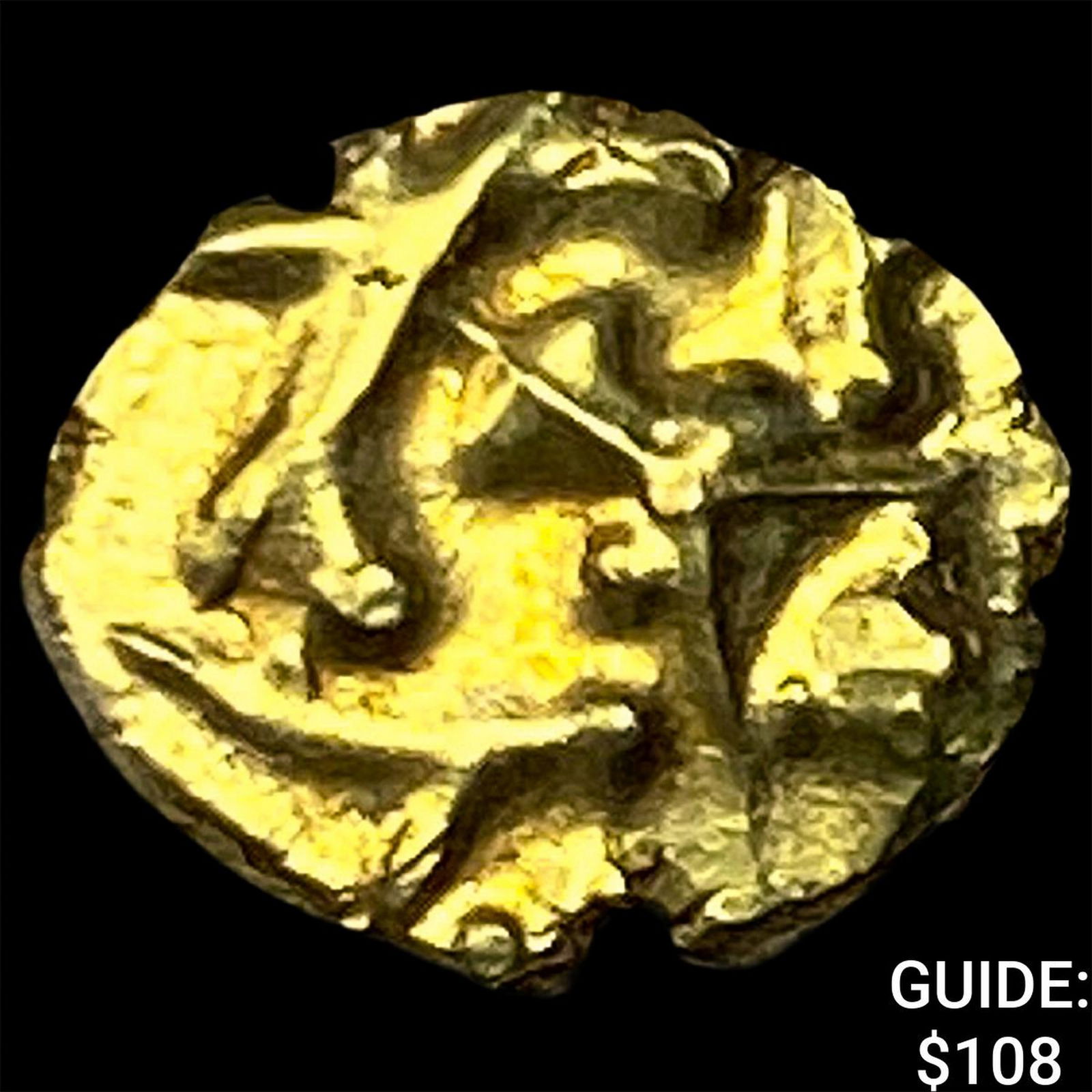 1600-1800 India .014oz Gold Fanam UNCIRCULATED: 1600-1800 India .014oz Gold Fanam UNCIRCULATED