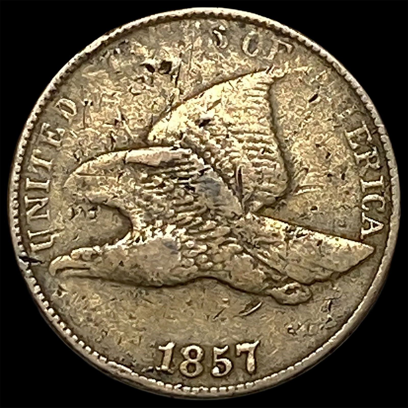 1857 Flying Eagle Cent NEARLY UNCIRCULATED (1 of 2)