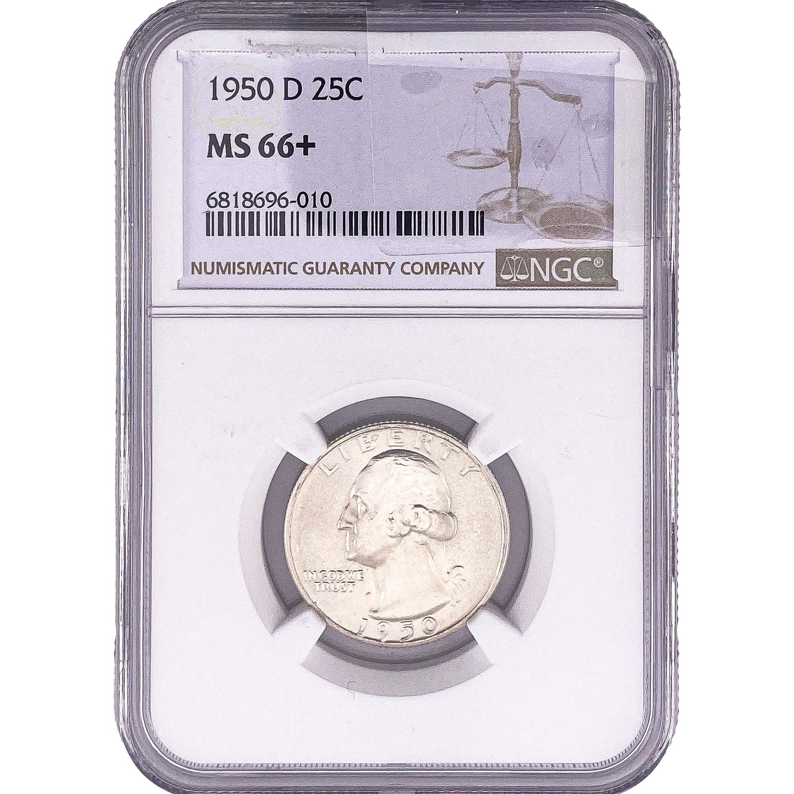 1950-D Washington Silver Quarter NGC MS66+ (1 of 2)