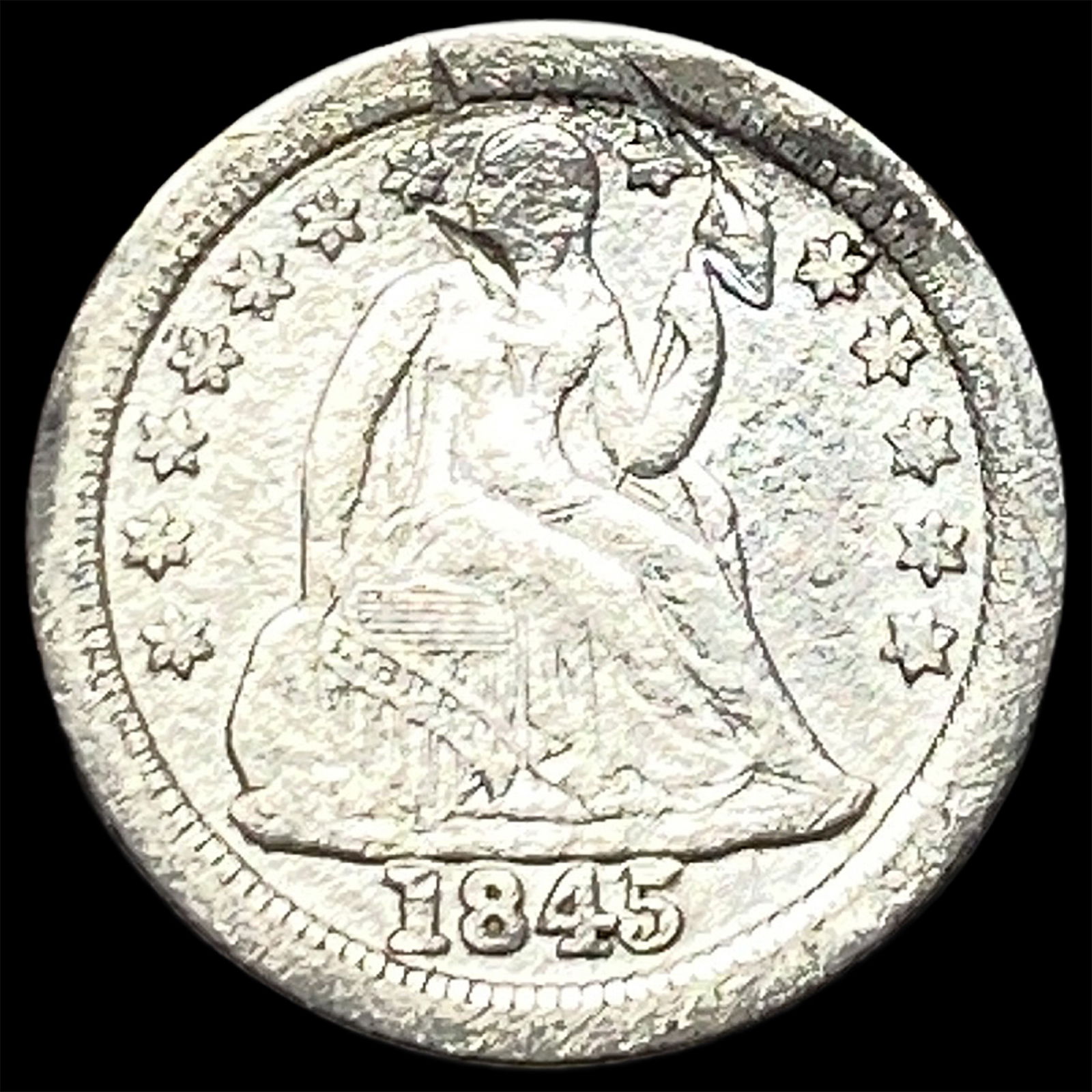 1845-O Silver Seated Liberty Dime HIGH GRADE: 1845-O Silver Seated Liberty Dime HIGH GRADE